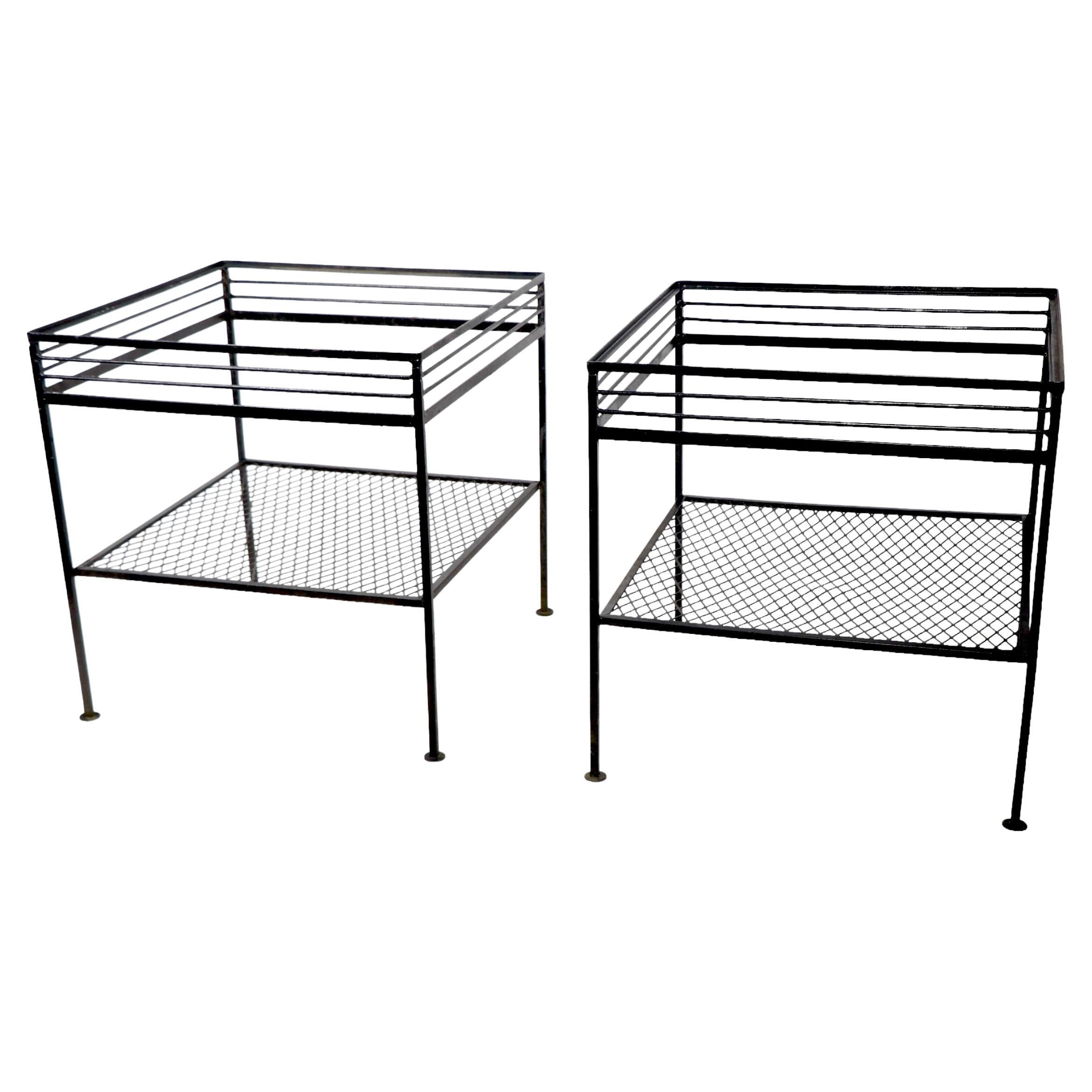 Pr Mid Century  Wrought  Iron End Tables att. to Woodard For Sale