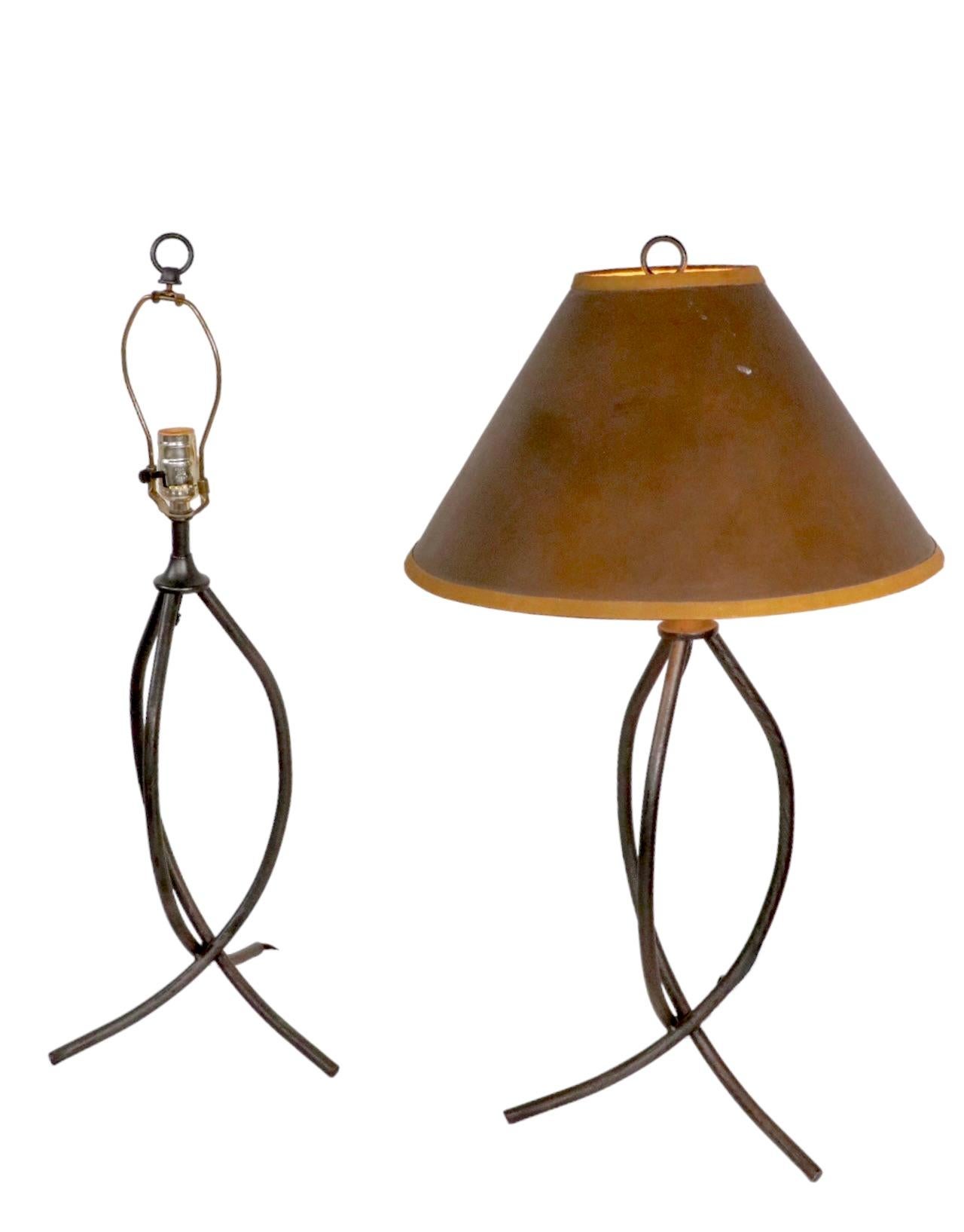 Mid-Century Modern Pair Midcentury Wrought Iron Table Lamps, circa 1950s