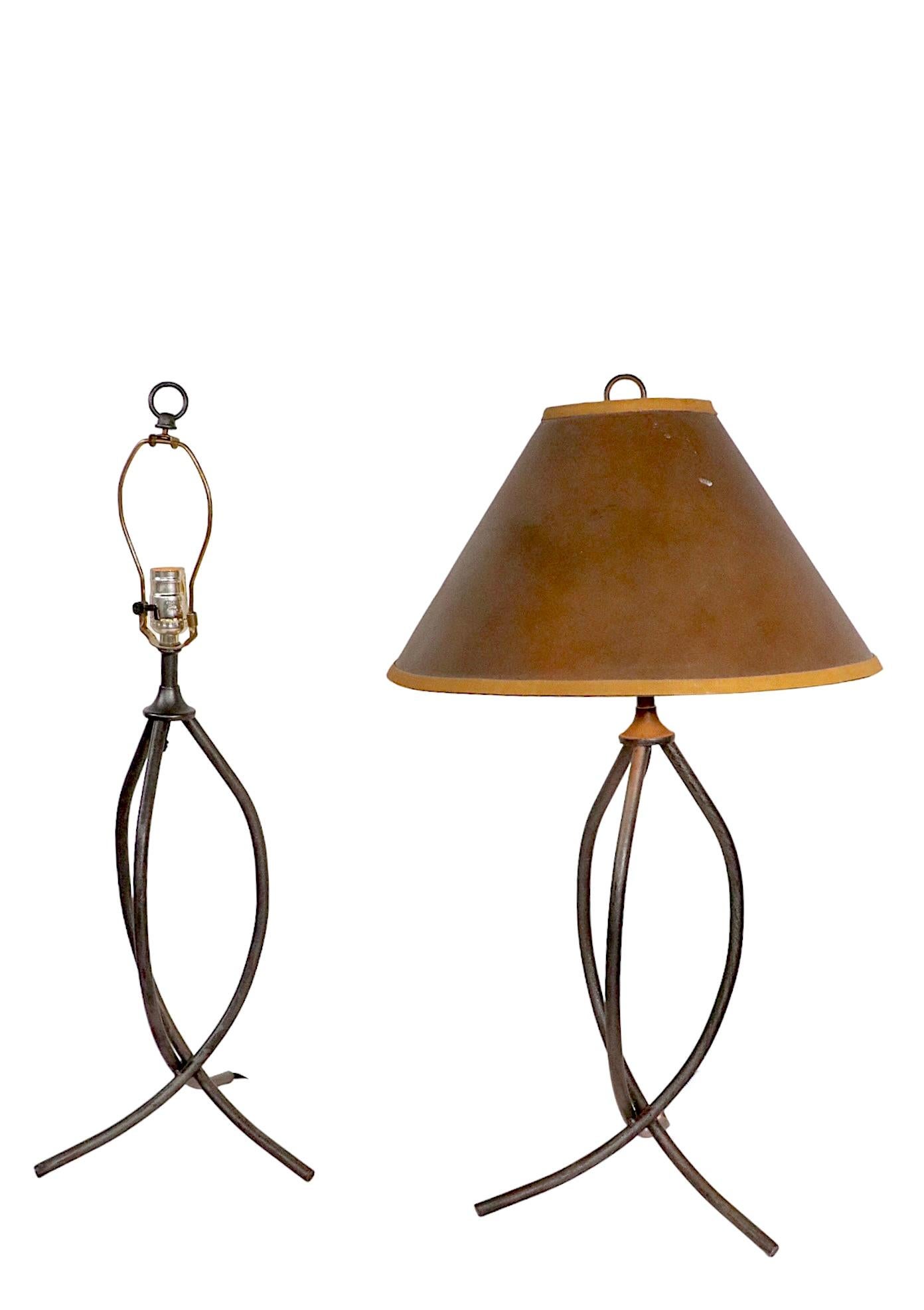 American Pair Midcentury Wrought Iron Table Lamps, circa 1950s