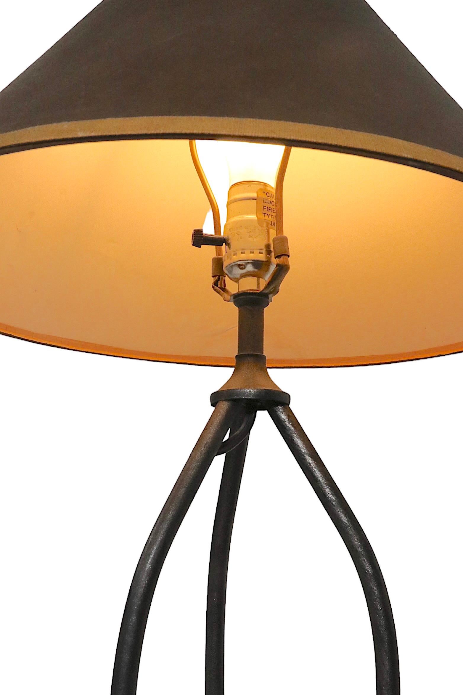 20th Century Pair Midcentury Wrought Iron Table Lamps, circa 1950s