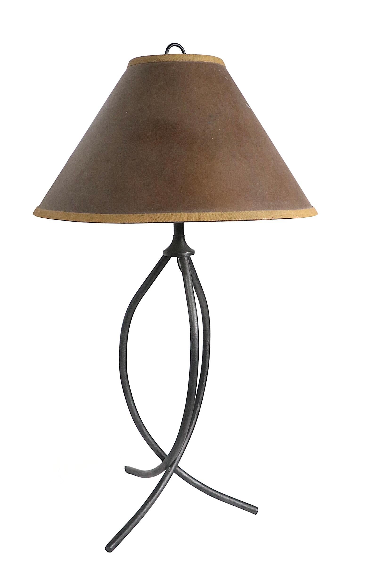 Pair Midcentury Wrought Iron Table Lamps, circa 1950s 1