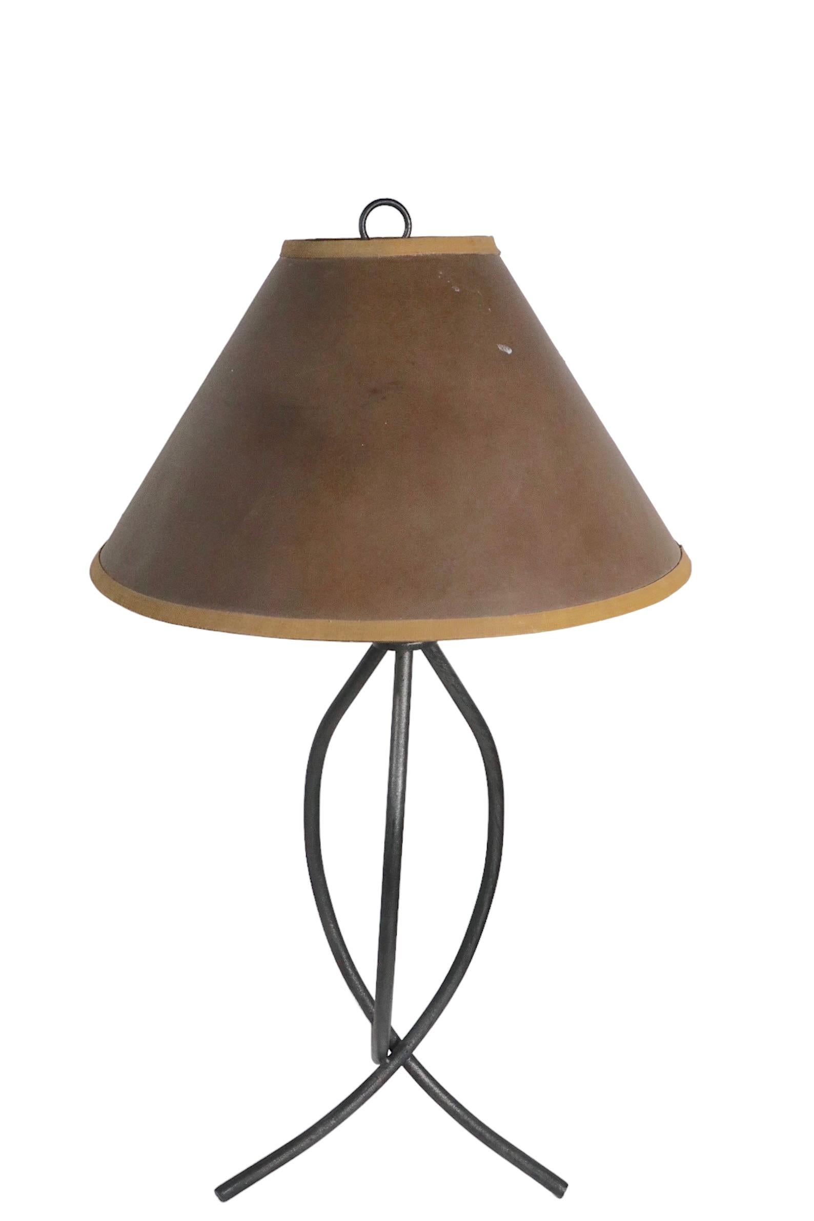 Pair Midcentury Wrought Iron Table Lamps, circa 1950s 2
