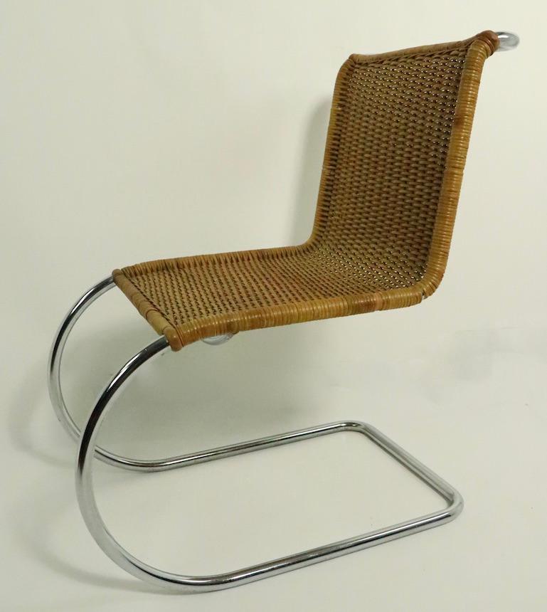 Pr. Mies Mr 10 Dining Chairs Woven Wicker on Chrome Frames 7
