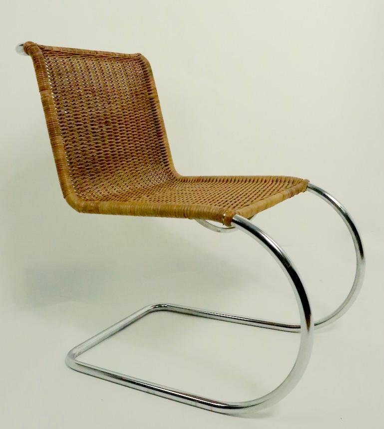 Pr. Mies Mr 10 Dining Chairs Woven Wicker on Chrome Frames 8