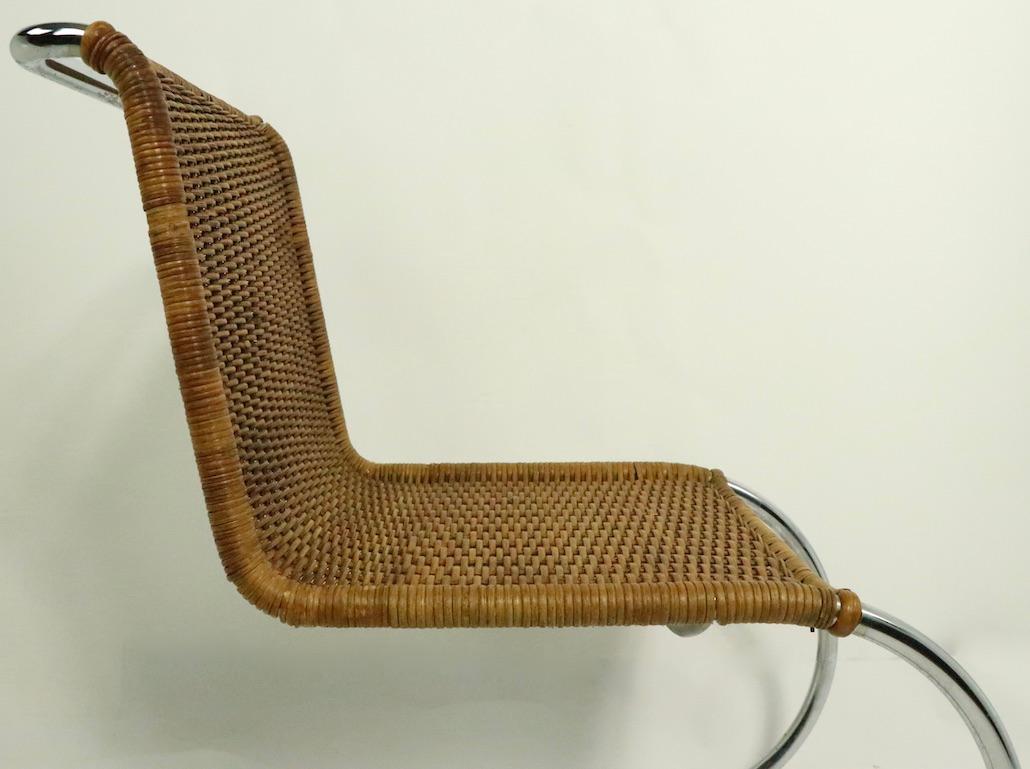 Italian Pr. Mies Mr 10 Dining Chairs Woven Wicker on Chrome Frames