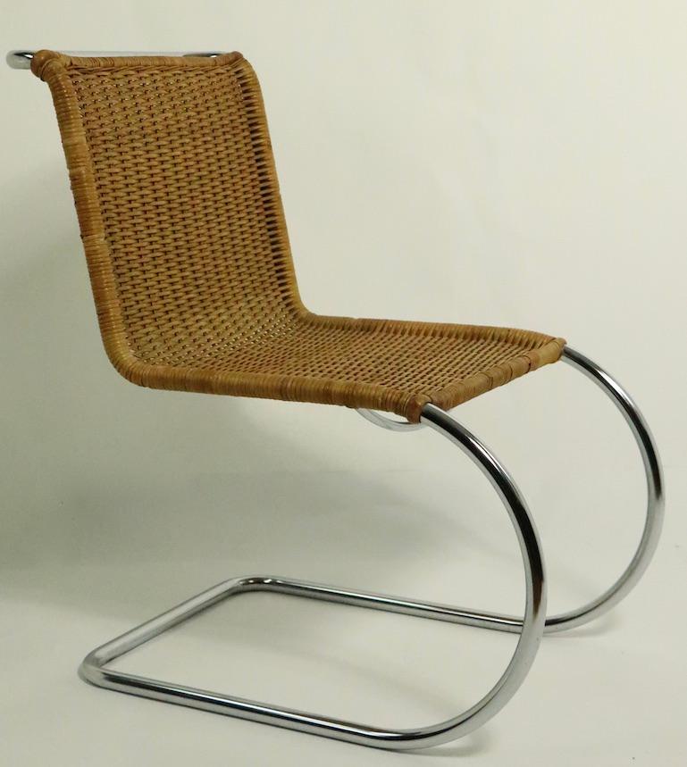 Pr. Mies Mr 10 Dining Chairs Woven Wicker on Chrome Frames 2