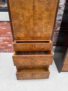 PAir Milo Baughman Burl Olive Armoire's