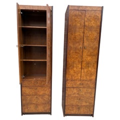 PAir Milo Baughman Burl Olive Armoire's
