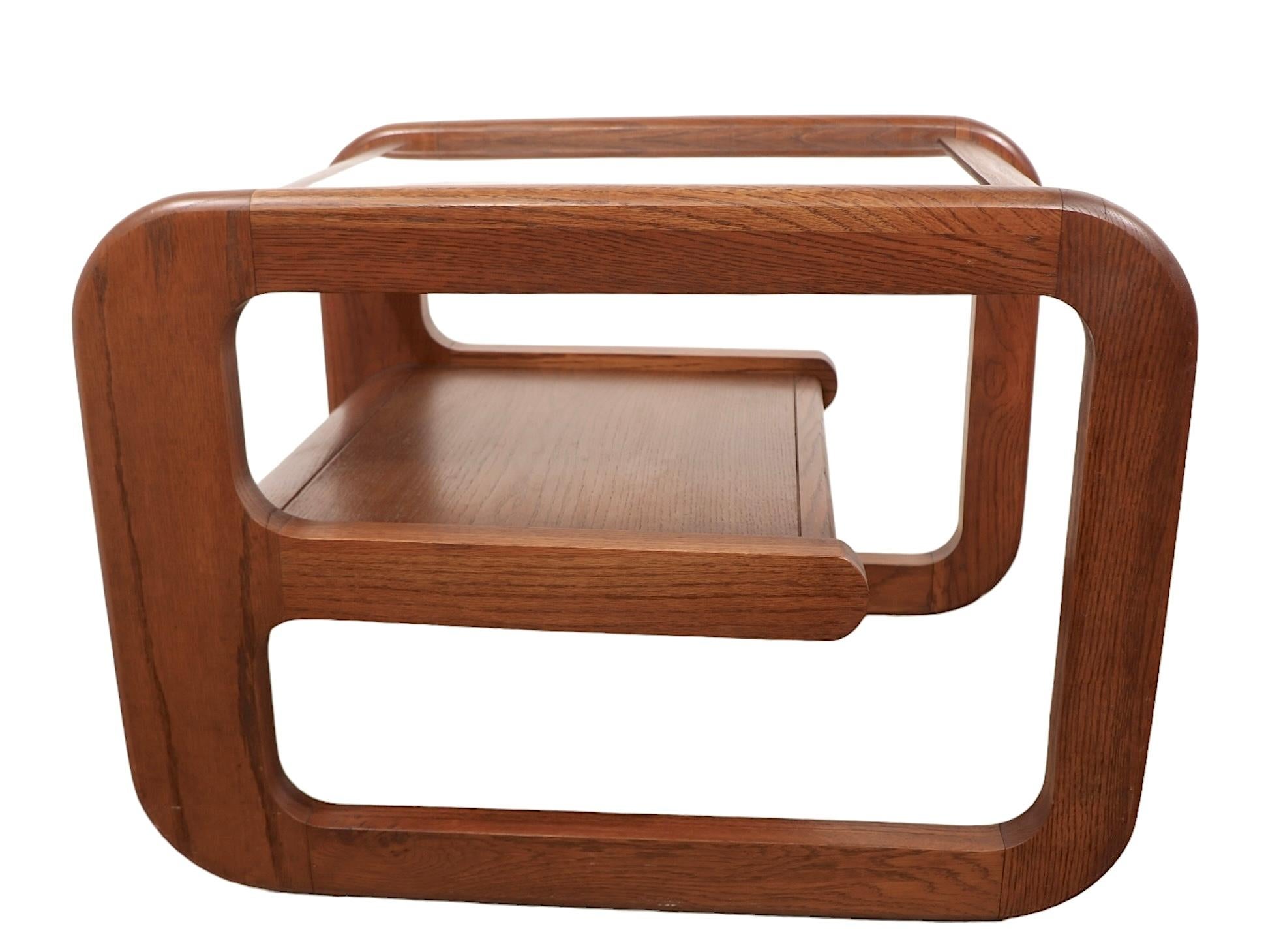 American Pr. Mod Oak and Glass  Lou Hodges Lane  Side End Tables  c. 1970's