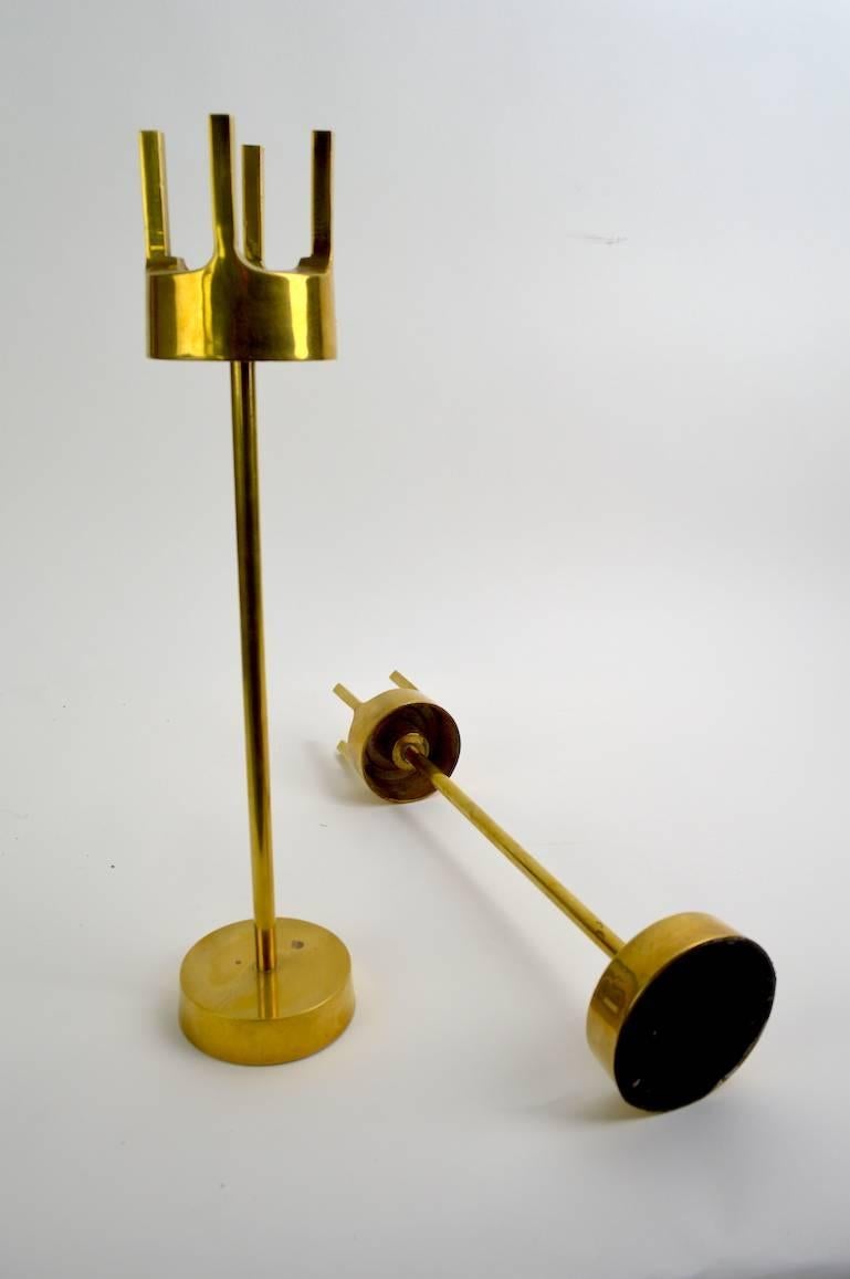 Pair of Modernist Brass Candlesticks in the Style of Pierre Forsell for Skultuna 2