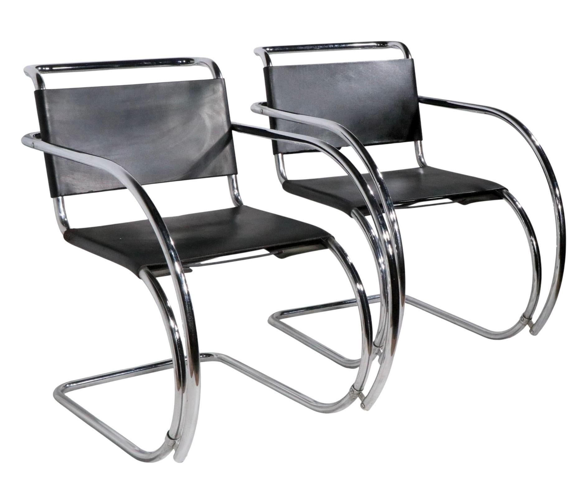Italian Pr. Mr. Chairs designed by Mies Van Der Rohe made by32.5  Palazetti For Sale