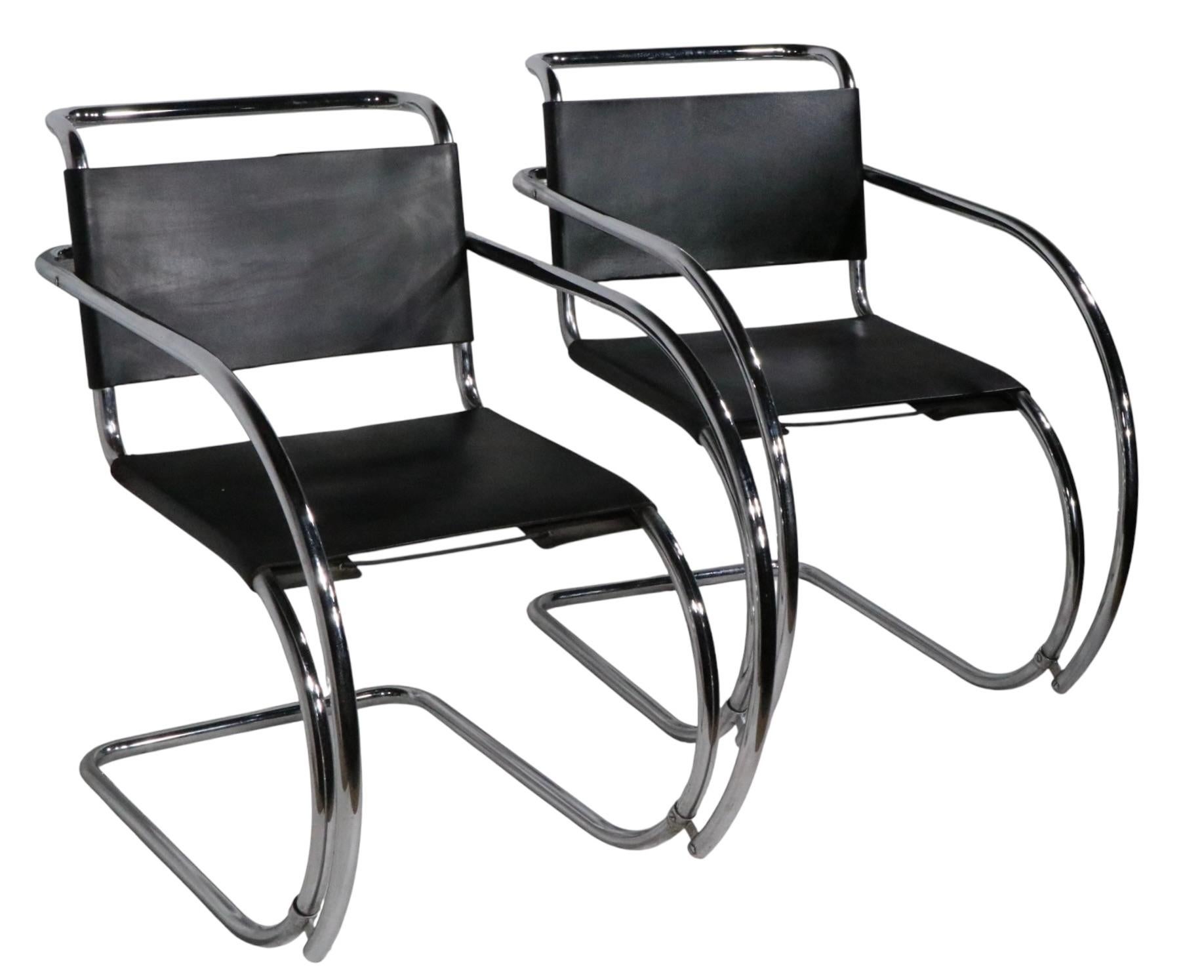 20th Century Pr. Mr. Chairs designed by Mies Van Der Rohe made by32.5  Palazetti For Sale