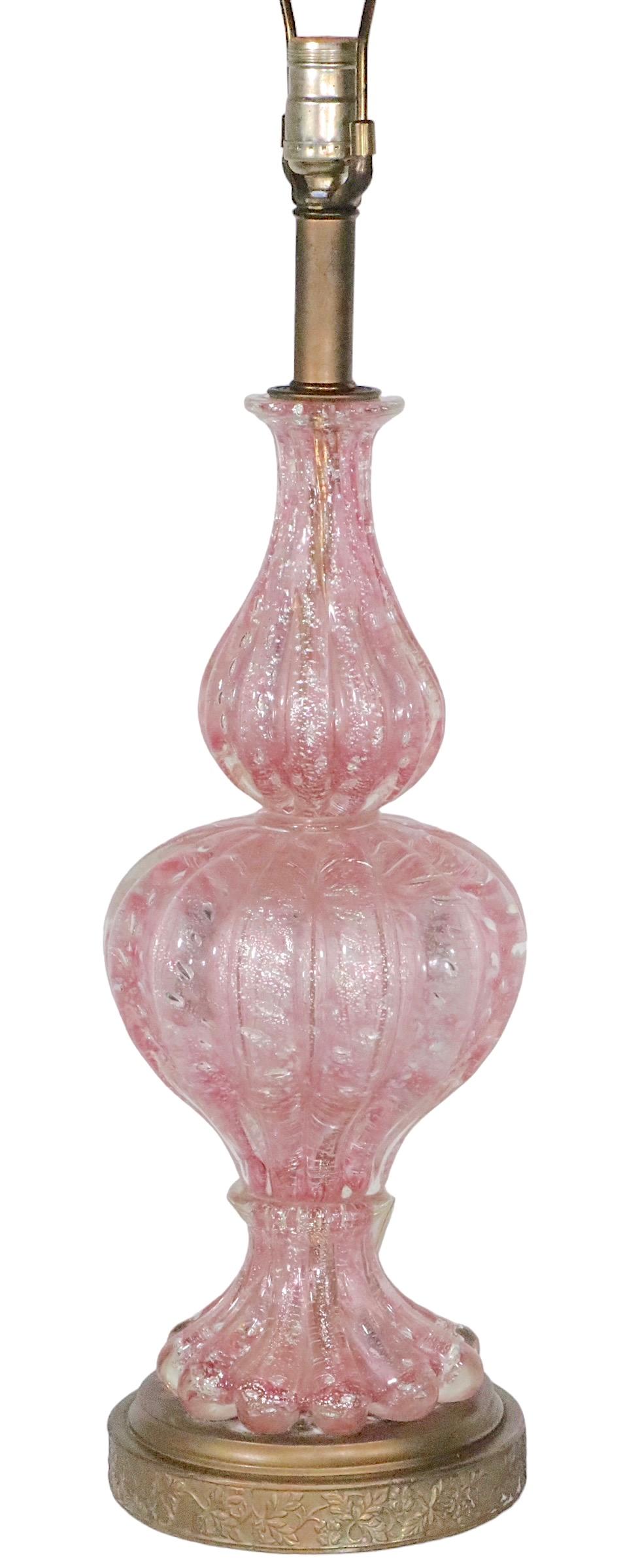 Pr. Murano Art Glass Table Lamps Made in Italy  att.  to  Barovier c. 1950’s  For Sale 8