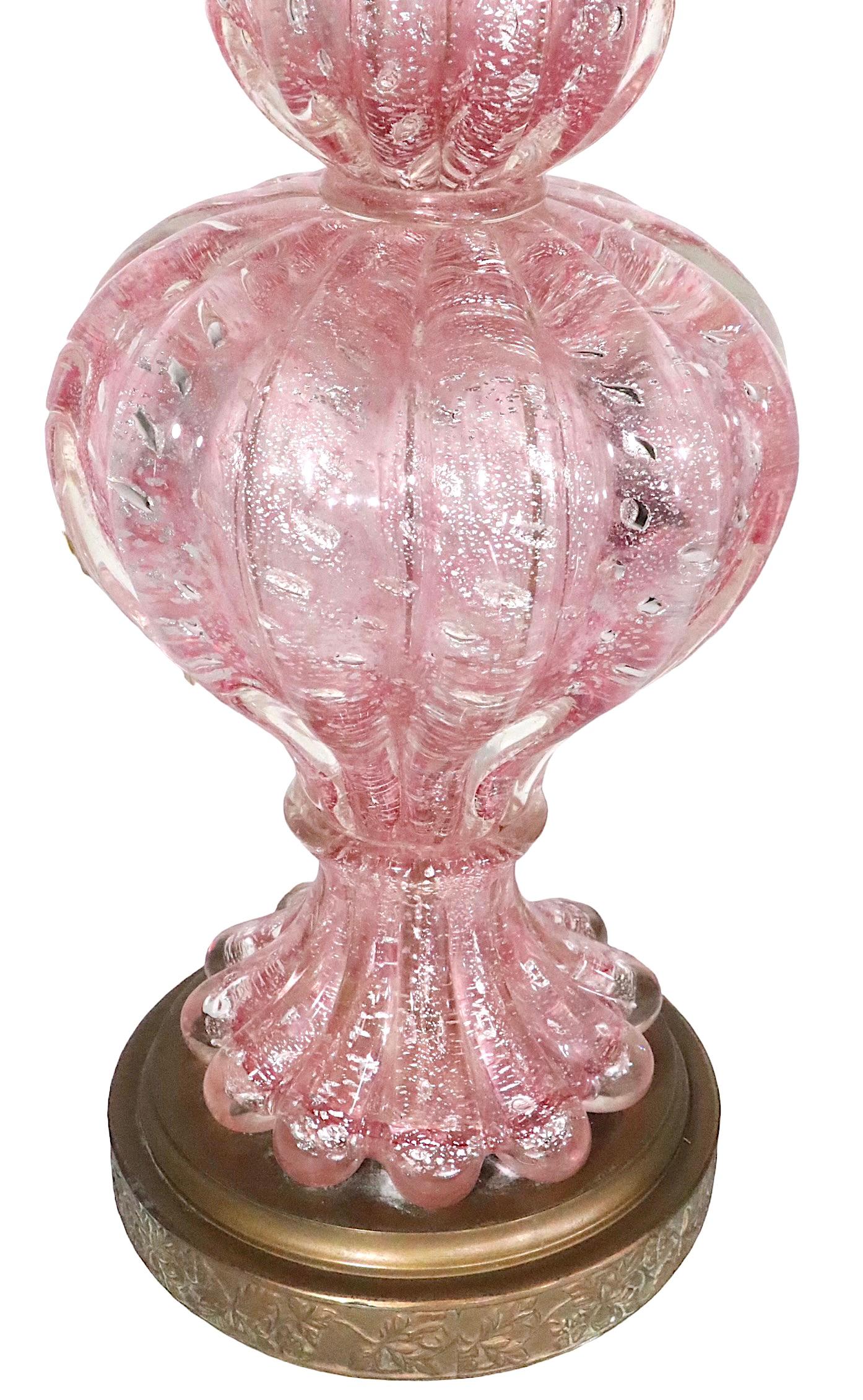 Verre d'art Pr. Lampes de table en verre d'art de Murano fabriquées en Italie  att.  à  Barovier c. I.C. années 1950 en vente