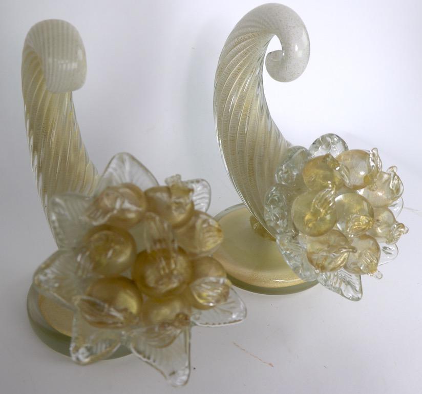 Pair of Murano Glass Cornucopia by Barovier and Toso For Sale 7