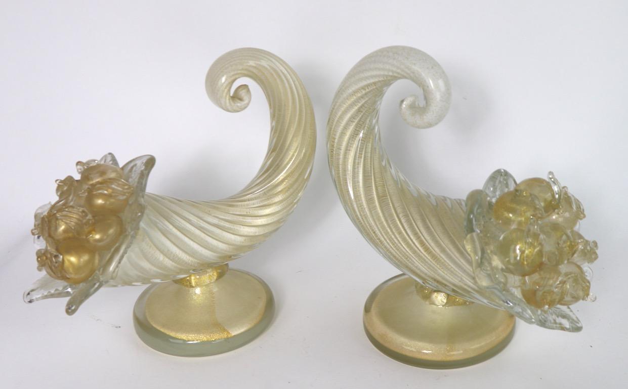 Pair of Murano Glass Cornucopia by Barovier and Toso For Sale 8