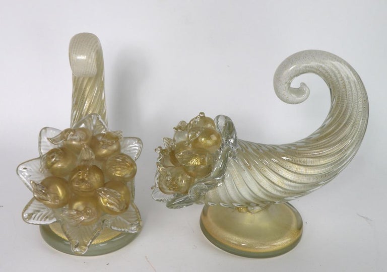 Pair of Murano Glass Cornucopia by Barovier and Toso For Sale 11