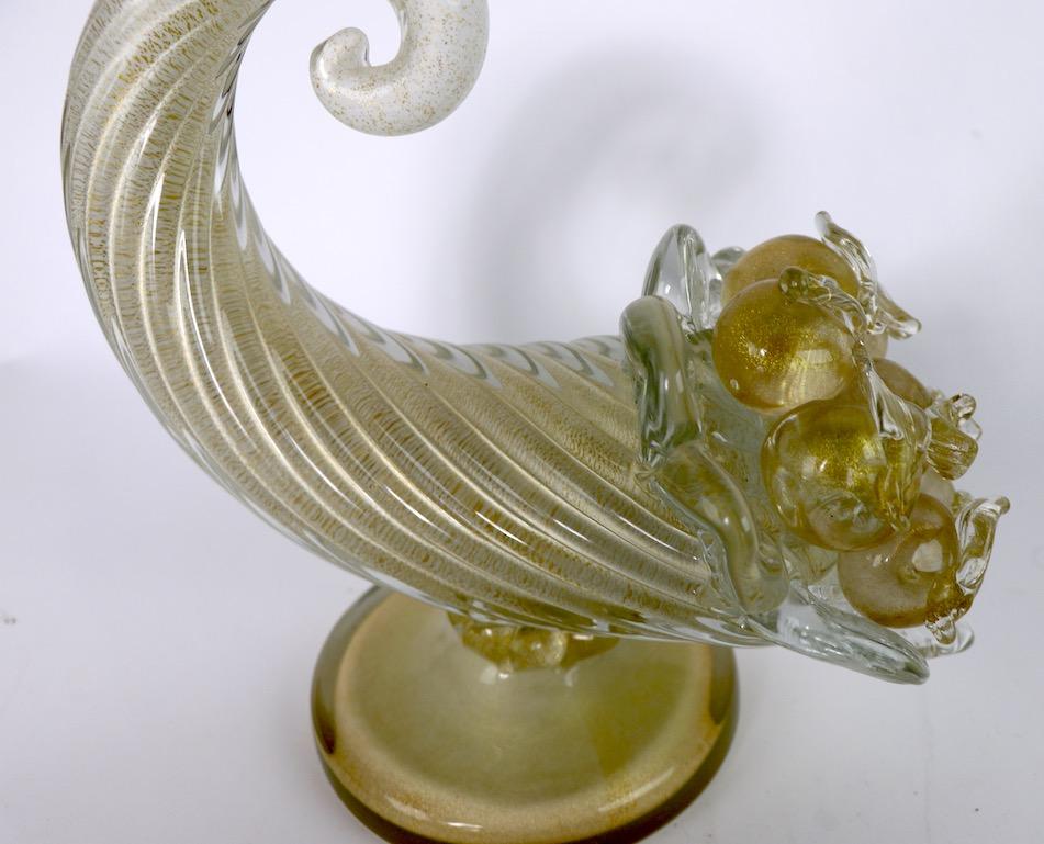 Hollywood Regency Pair of Murano Glass Cornucopia by Barovier and Toso For Sale