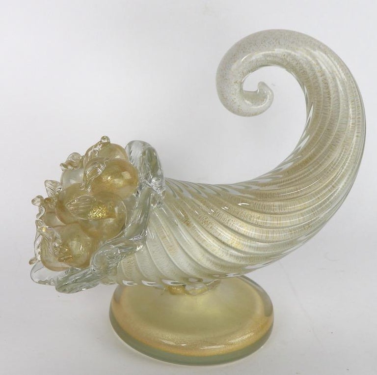 Art Glass Pair of Murano Glass Cornucopia by Barovier and Toso For Sale