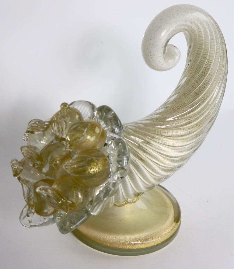 20th Century Pair of Murano Glass Cornucopia by Barovier and Toso For Sale