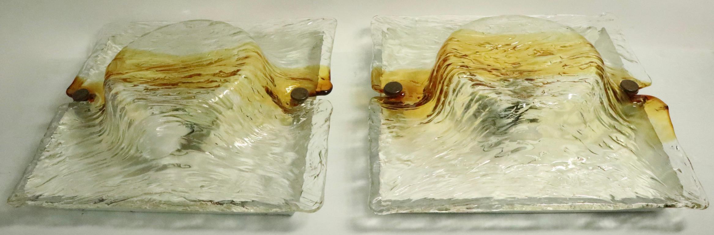 Mid-Century Modern Pair of Murano Sconces Attributed to Mazzega For Sale