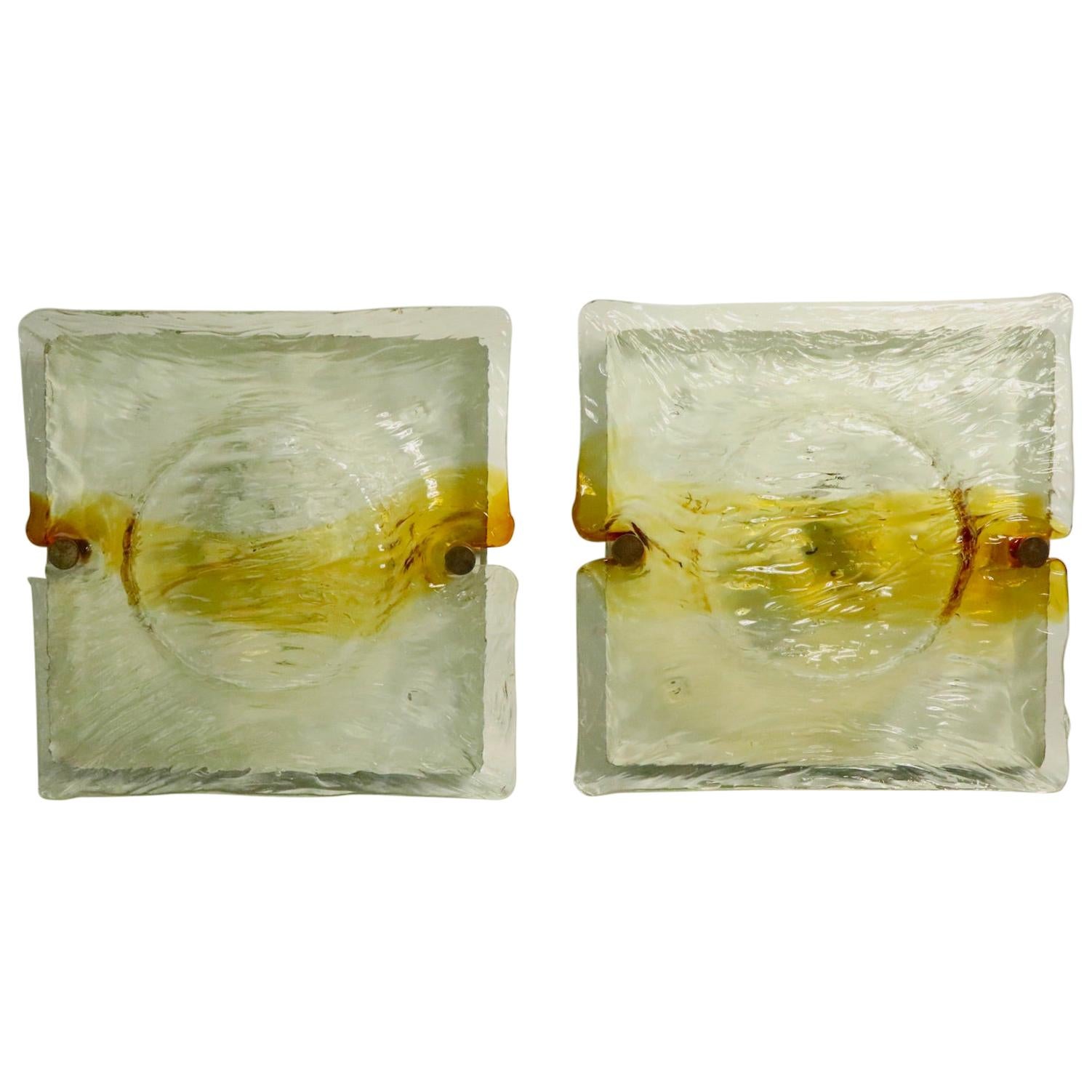 Pair of Murano Sconces Attributed to Mazzega For Sale