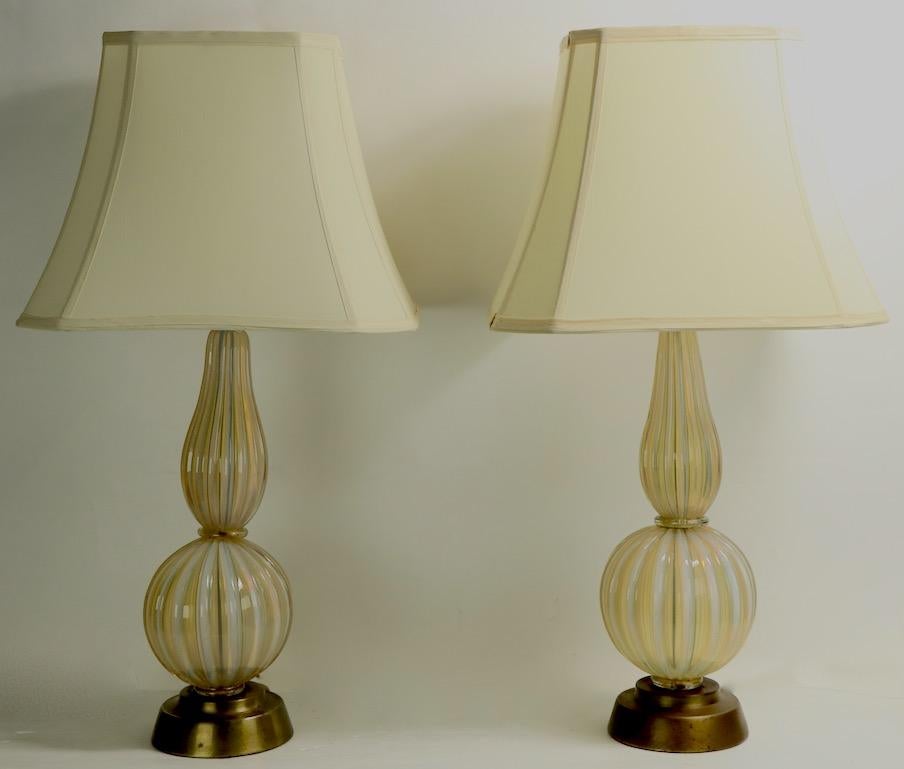 Mid-Century Modern Pair of Murano Table Lamps Attributed to Barovier
