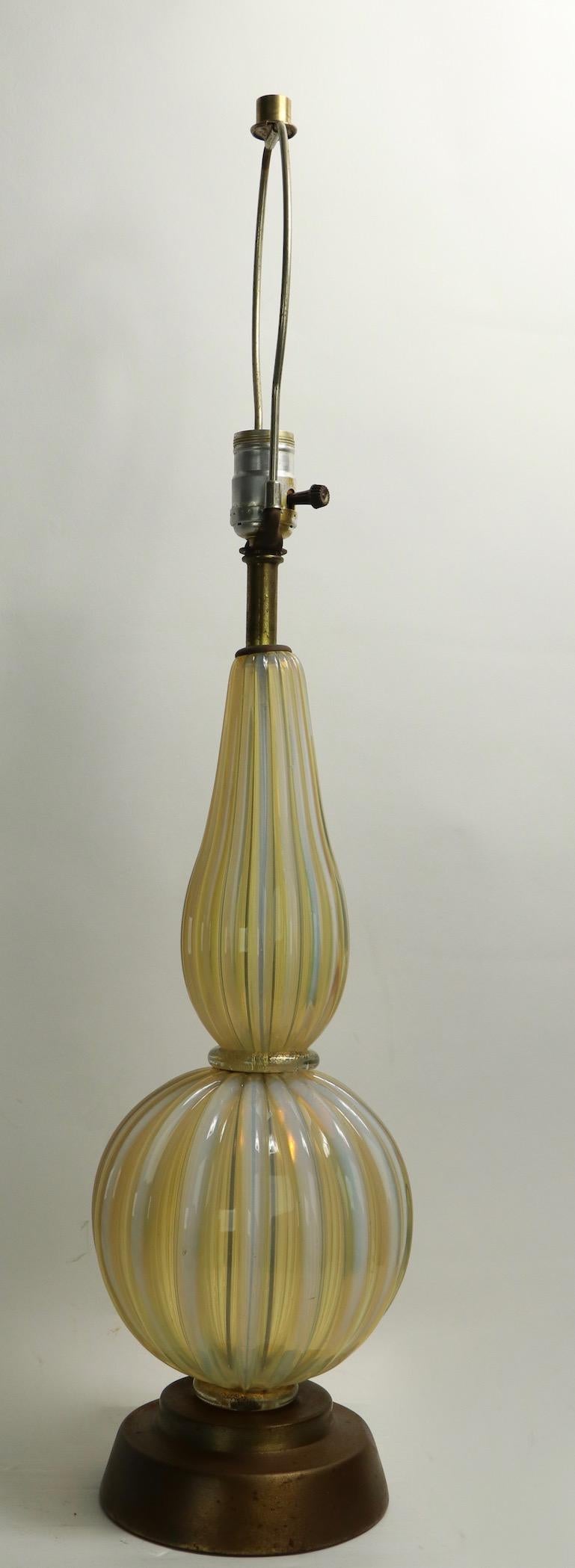 Italian Pair of Murano Table Lamps Attributed to Barovier