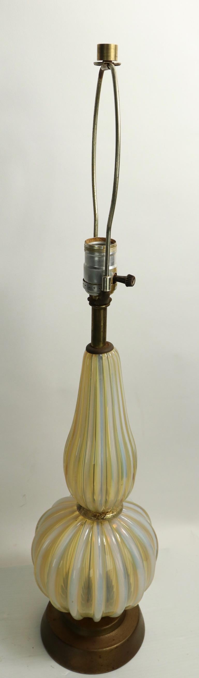 20th Century Pair of Murano Table Lamps Attributed to Barovier