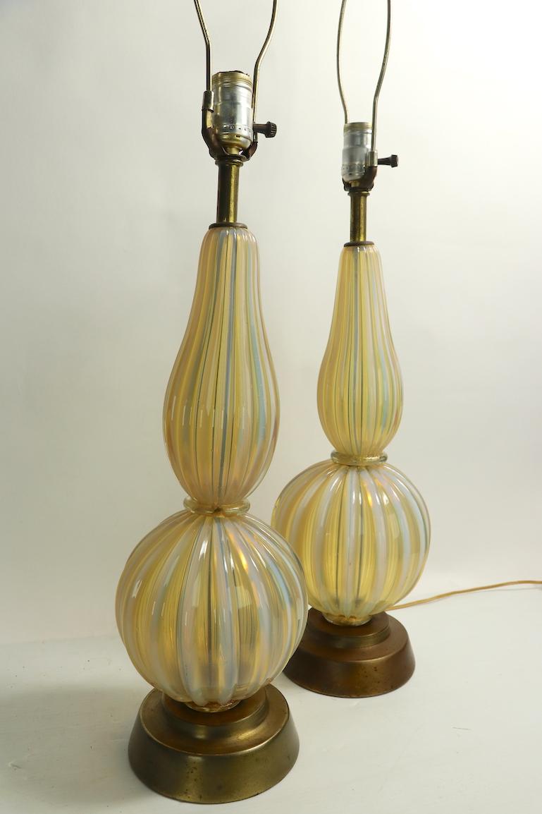 Art Glass Pair of Murano Table Lamps Attributed to Barovier