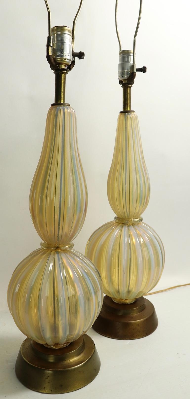Pair of Murano Table Lamps Attributed to Barovier 1