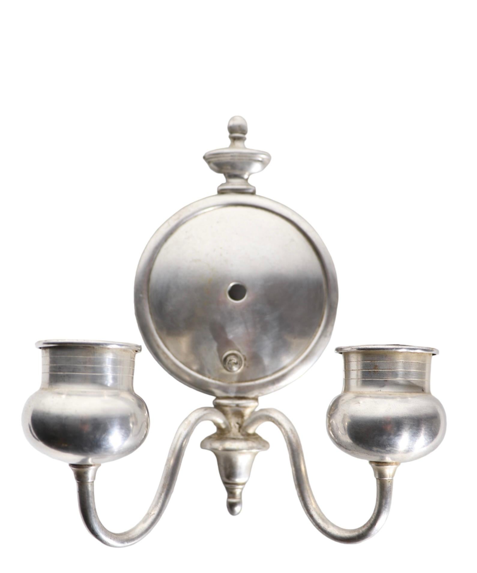 Pr.  Neo Classical Silver-Plate Sconces  For Sale 7