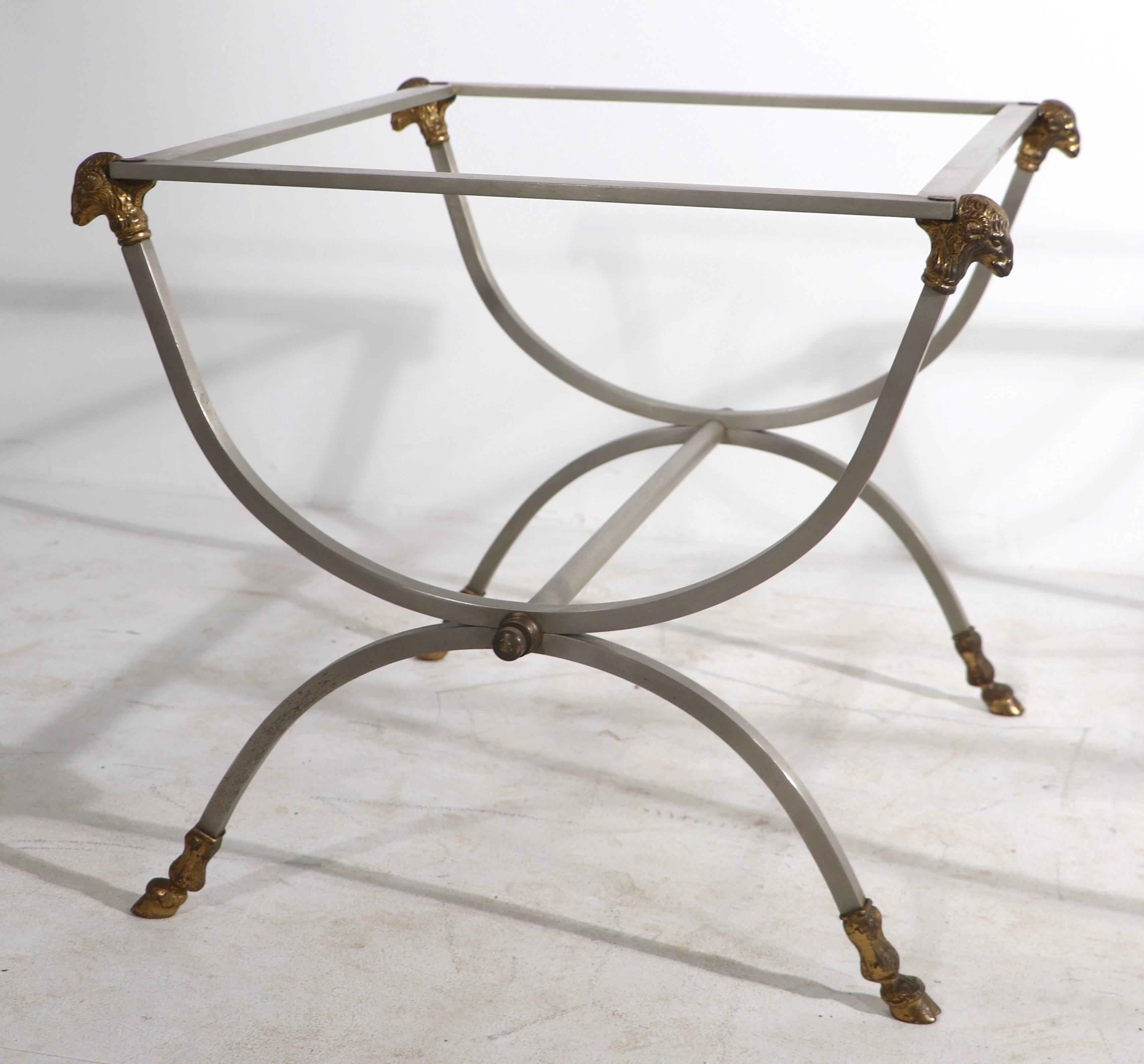 Hollywood Regency Pr. Neo Classical Steel and Brass Tables in the Style of Maison Jensen