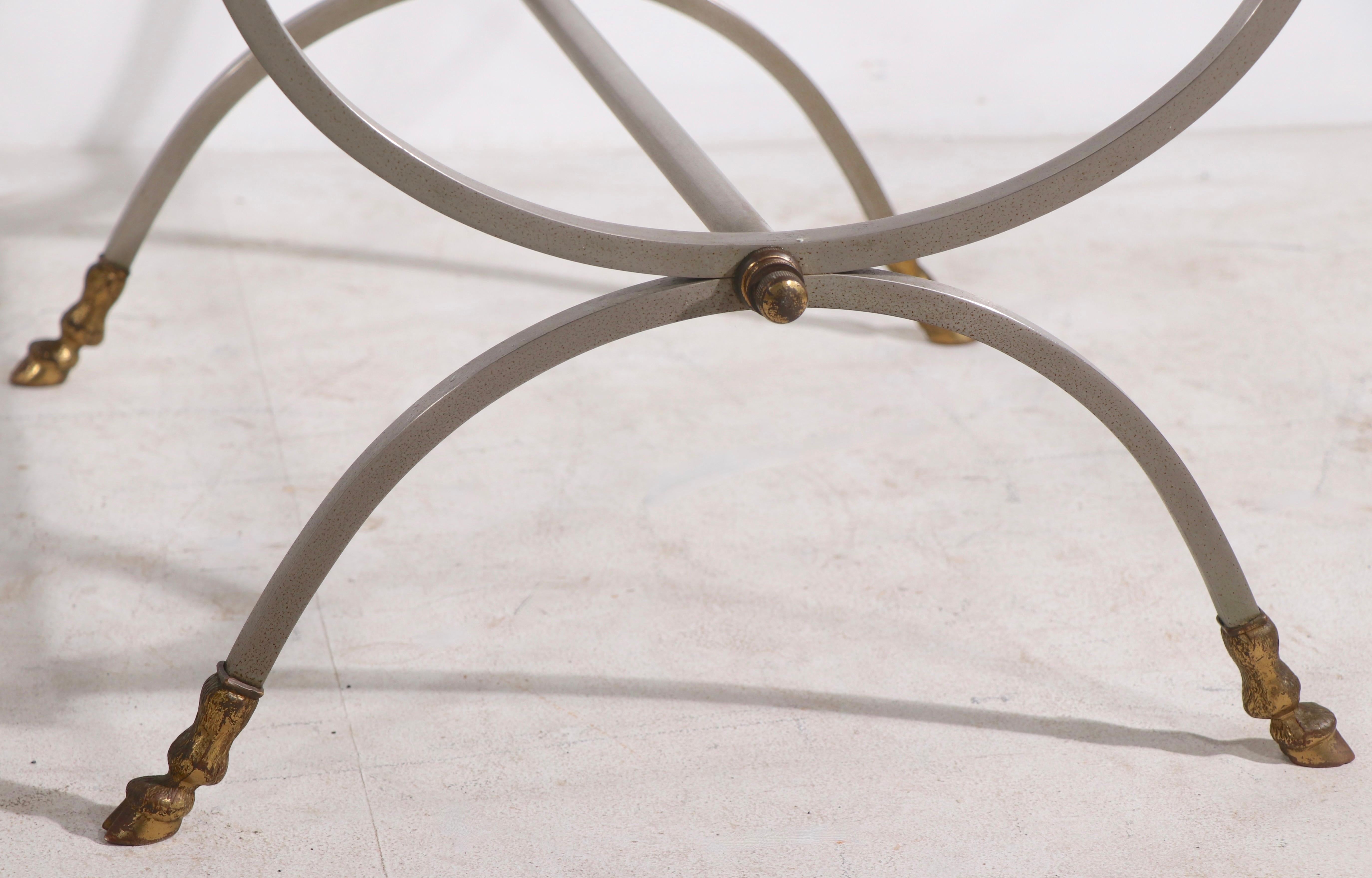 Italian Pr. Neo Classical Steel and Brass Tables in the Style of Maison Jensen