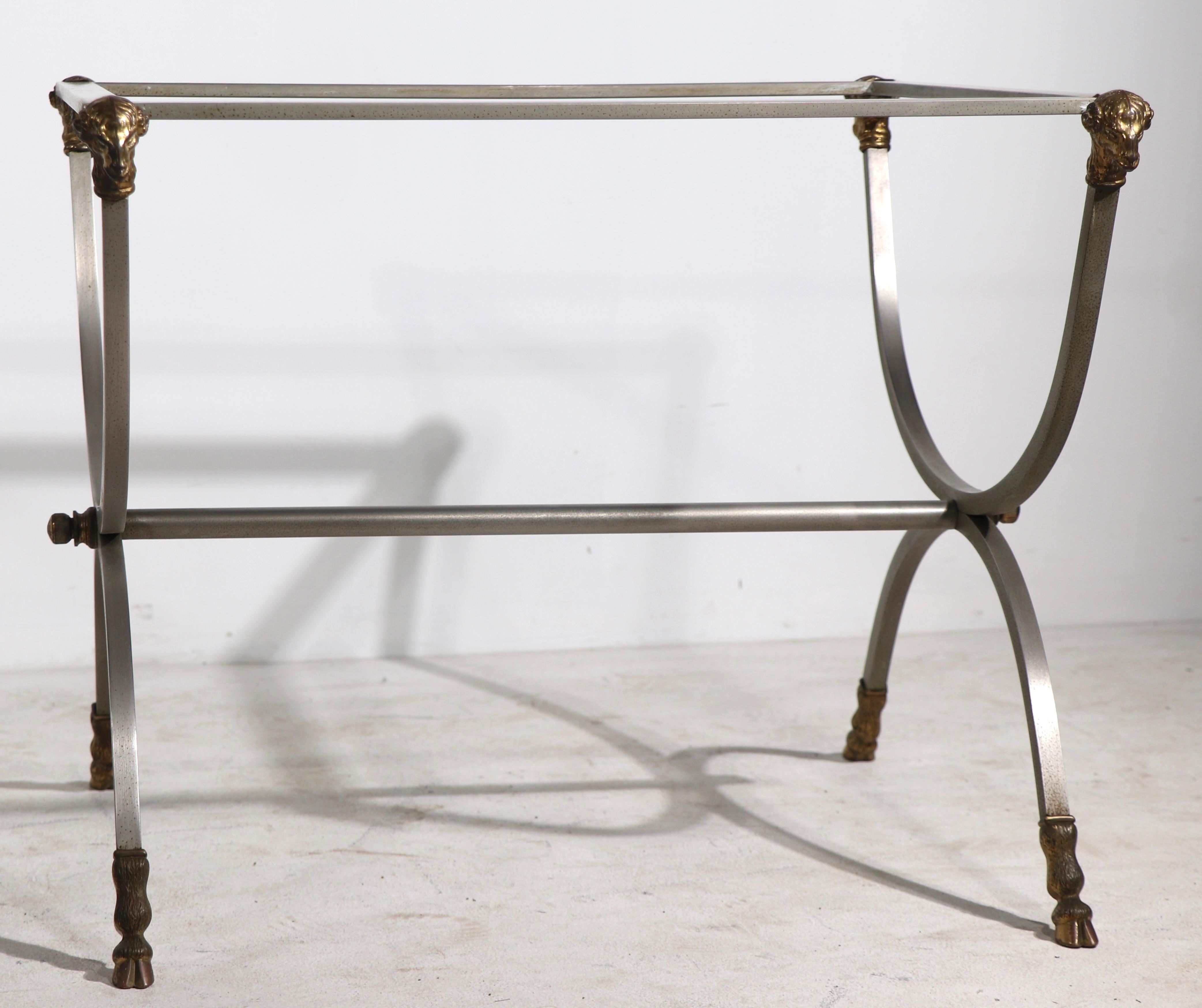 Pr. Neo Classical Steel and Brass Tables in the Style of Maison Jensen 1