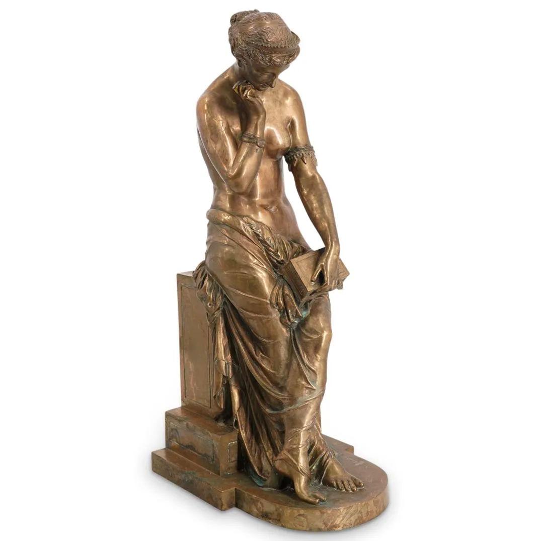 19th Century Pair Neoclassical Gilt Bronze Figures by Pierre Alexandre Schoenewerk