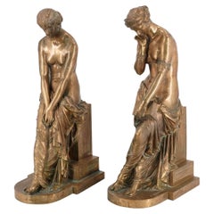 Pair Neoclassical Gilt Bronze Figures by Pierre Alexandre Schoenewerk