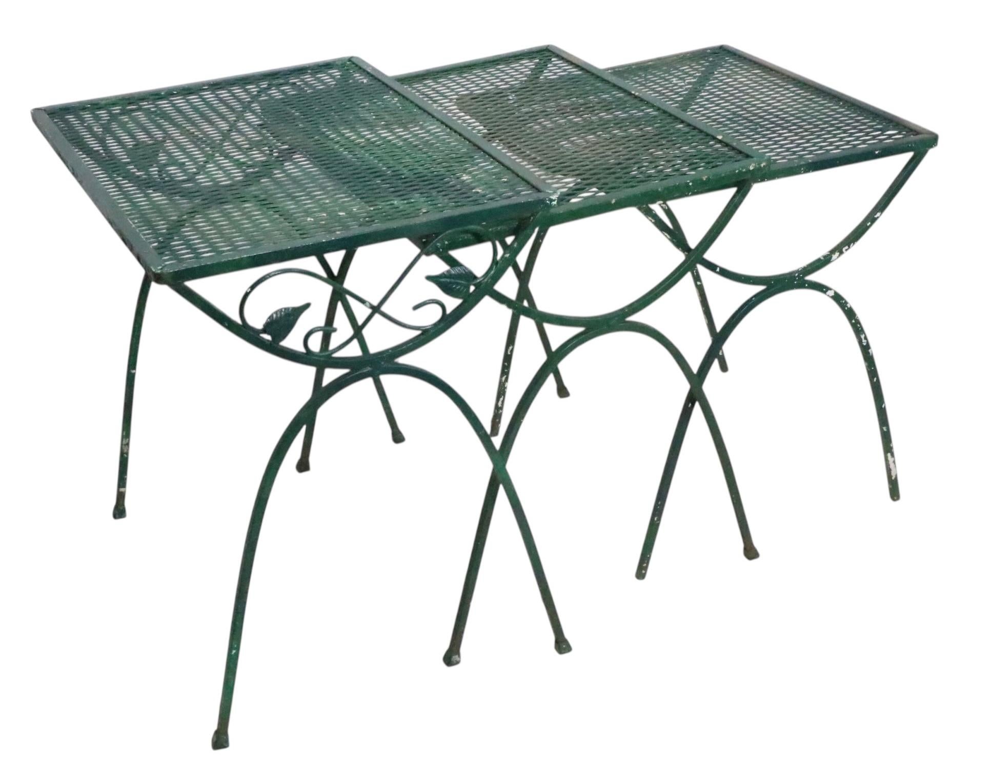 Pr. Nesting Garden Patio Poolside Tables att. to Woodard For Sale 3