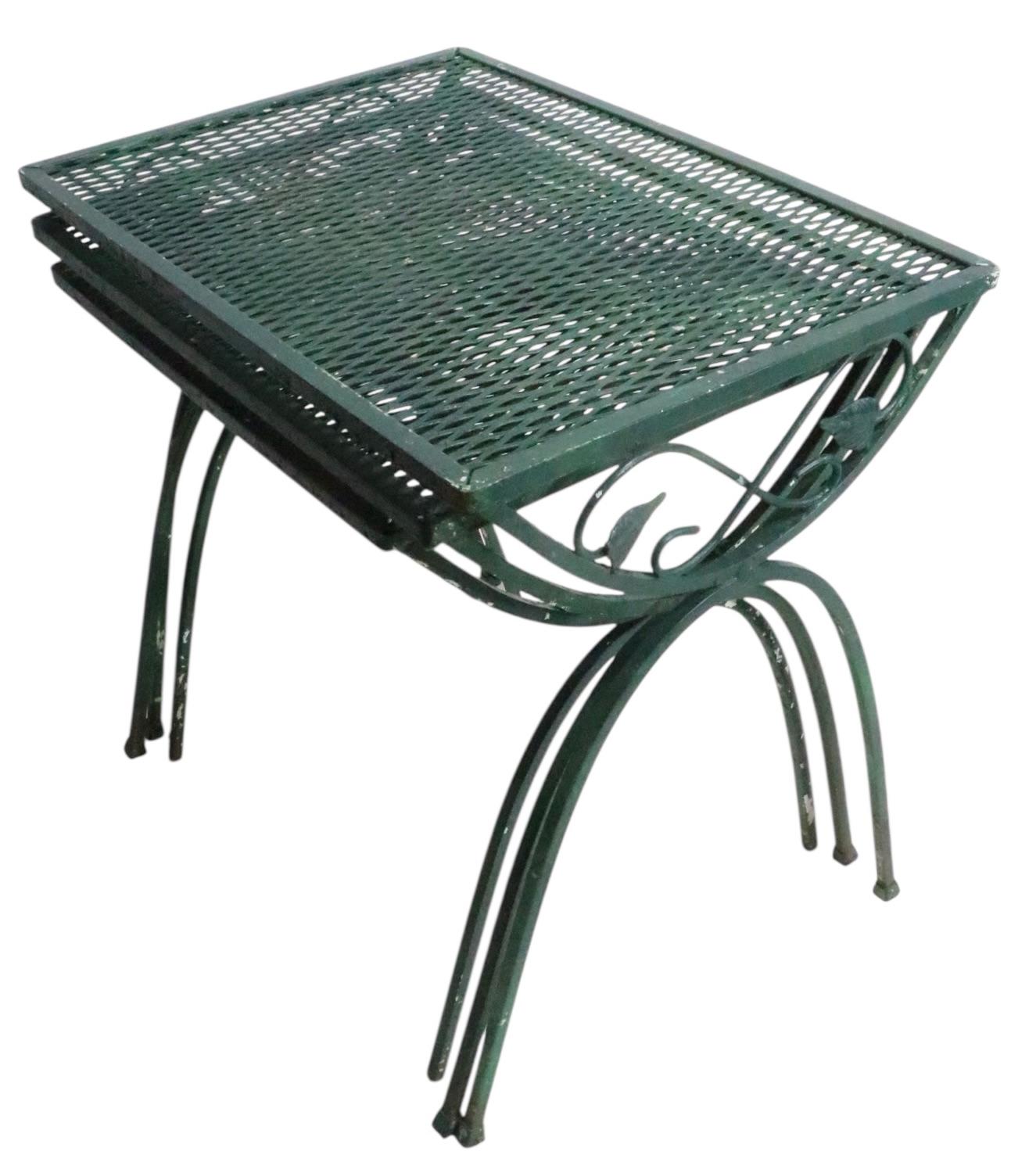 Pr. Nesting Garden Patio Poolside Tables att. to Woodard For Sale 10