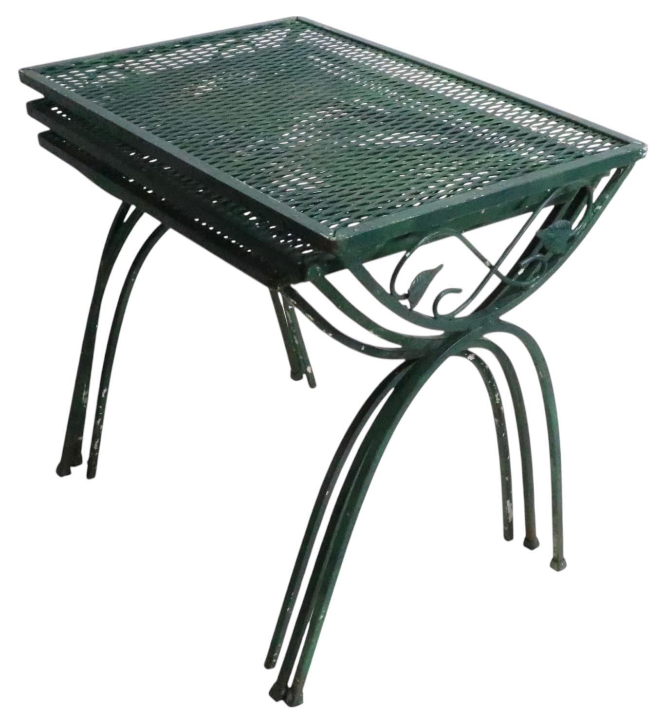 Pr. Nesting Garden Patio Poolside Tables att. to Woodard For Sale 11