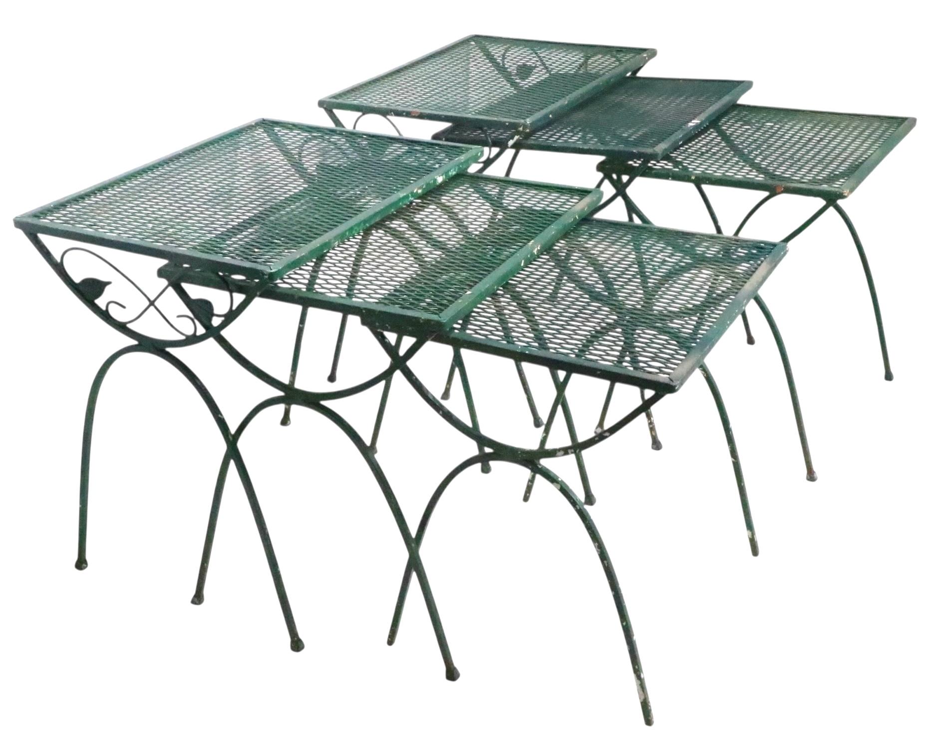 American Pr. Nesting Garden Patio Poolside Tables att. to Woodard For Sale
