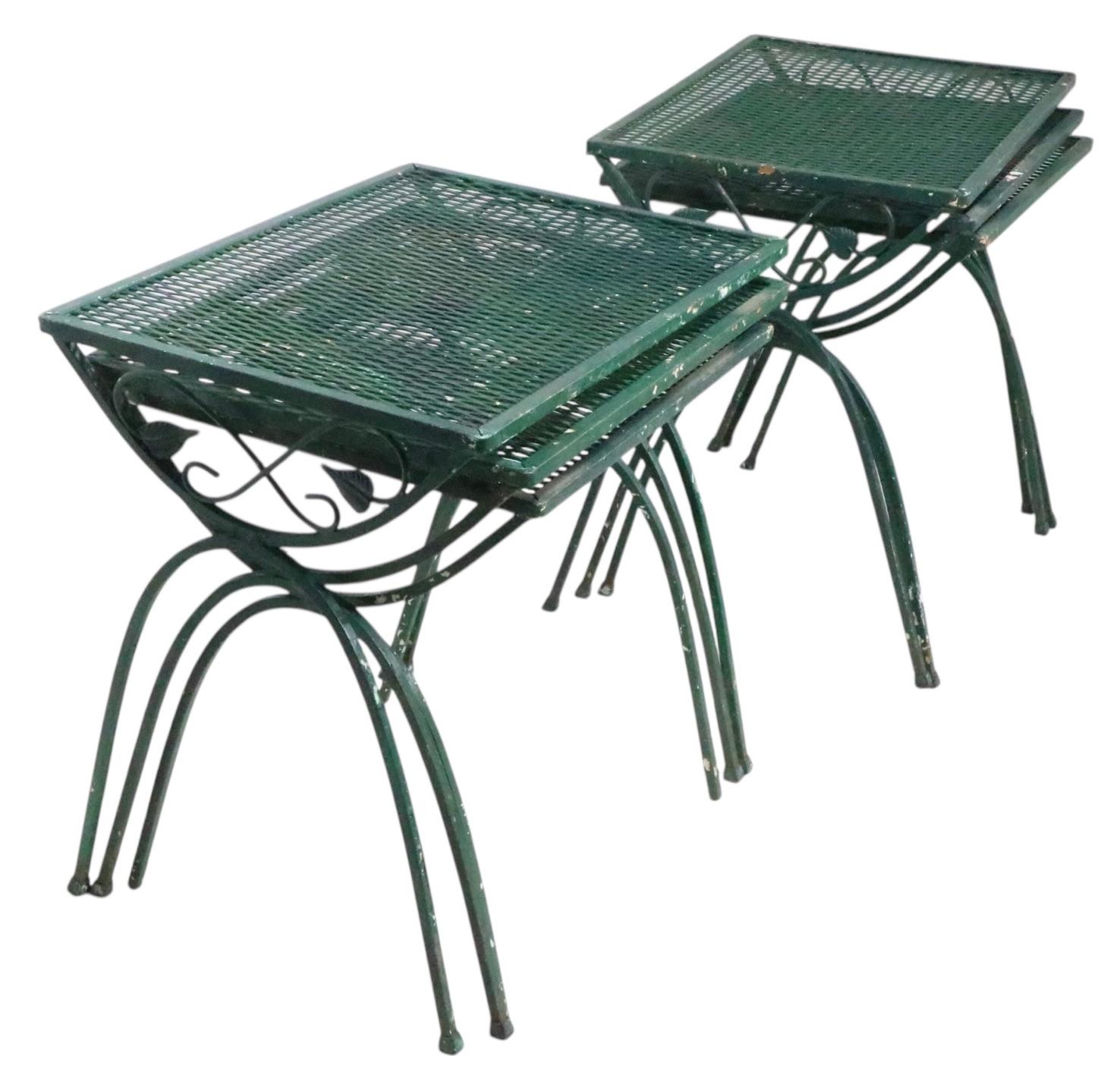 20th Century Pr. Nesting Garden Patio Poolside Tables att. to Woodard For Sale