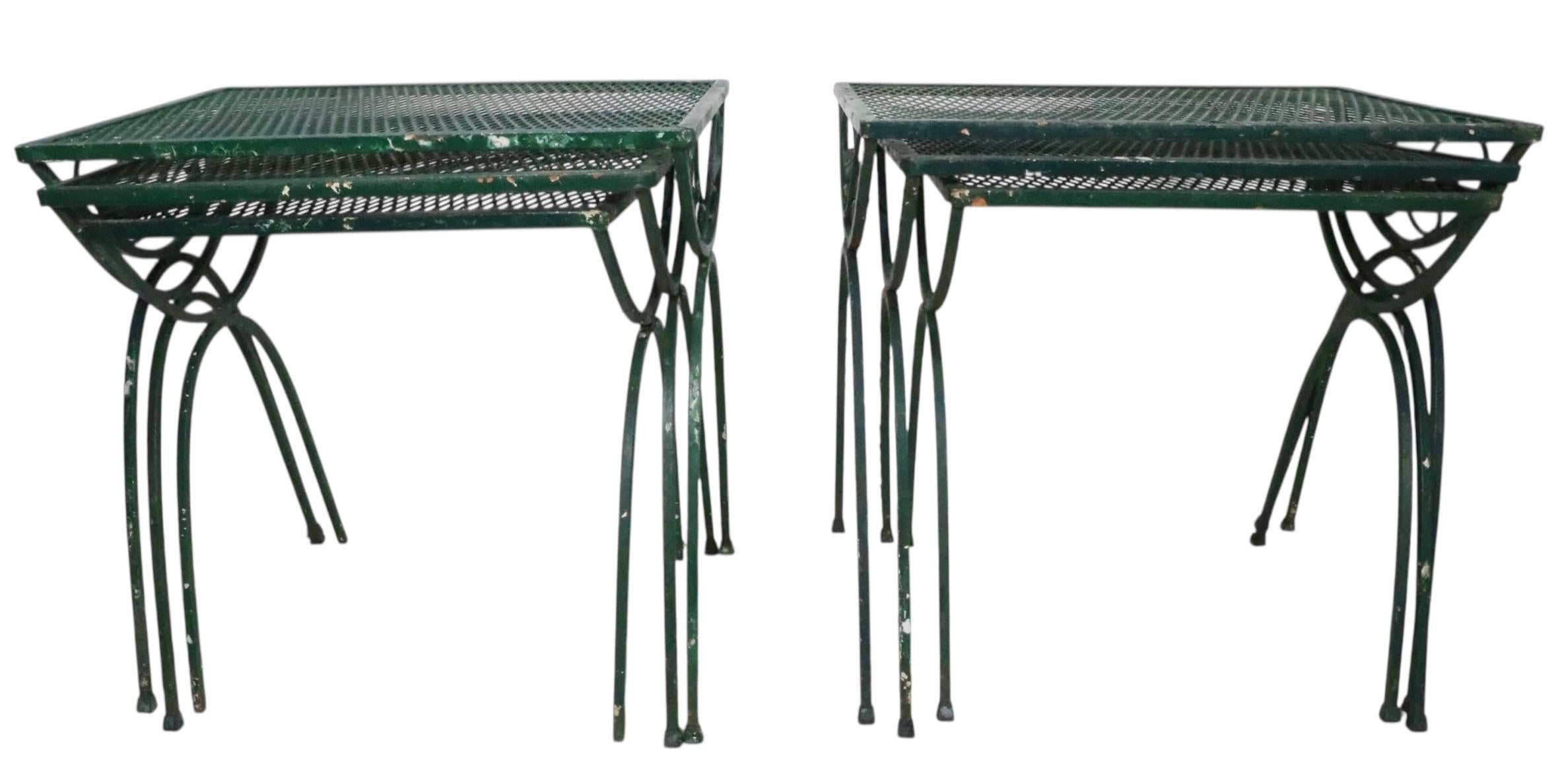 Pr. Nesting Garden Patio Poolside Tables att. to Woodard For Sale 1