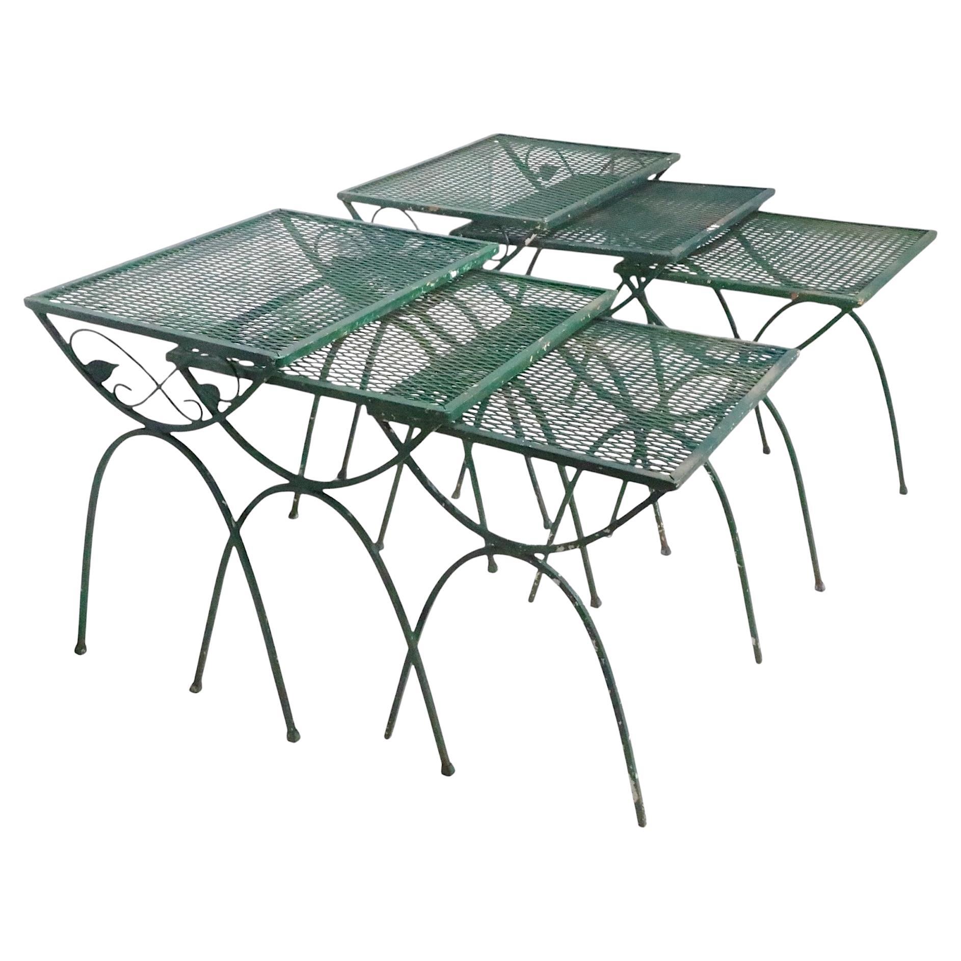 Pr. Nesting Garden Patio Poolside Tables att. to Woodard For Sale