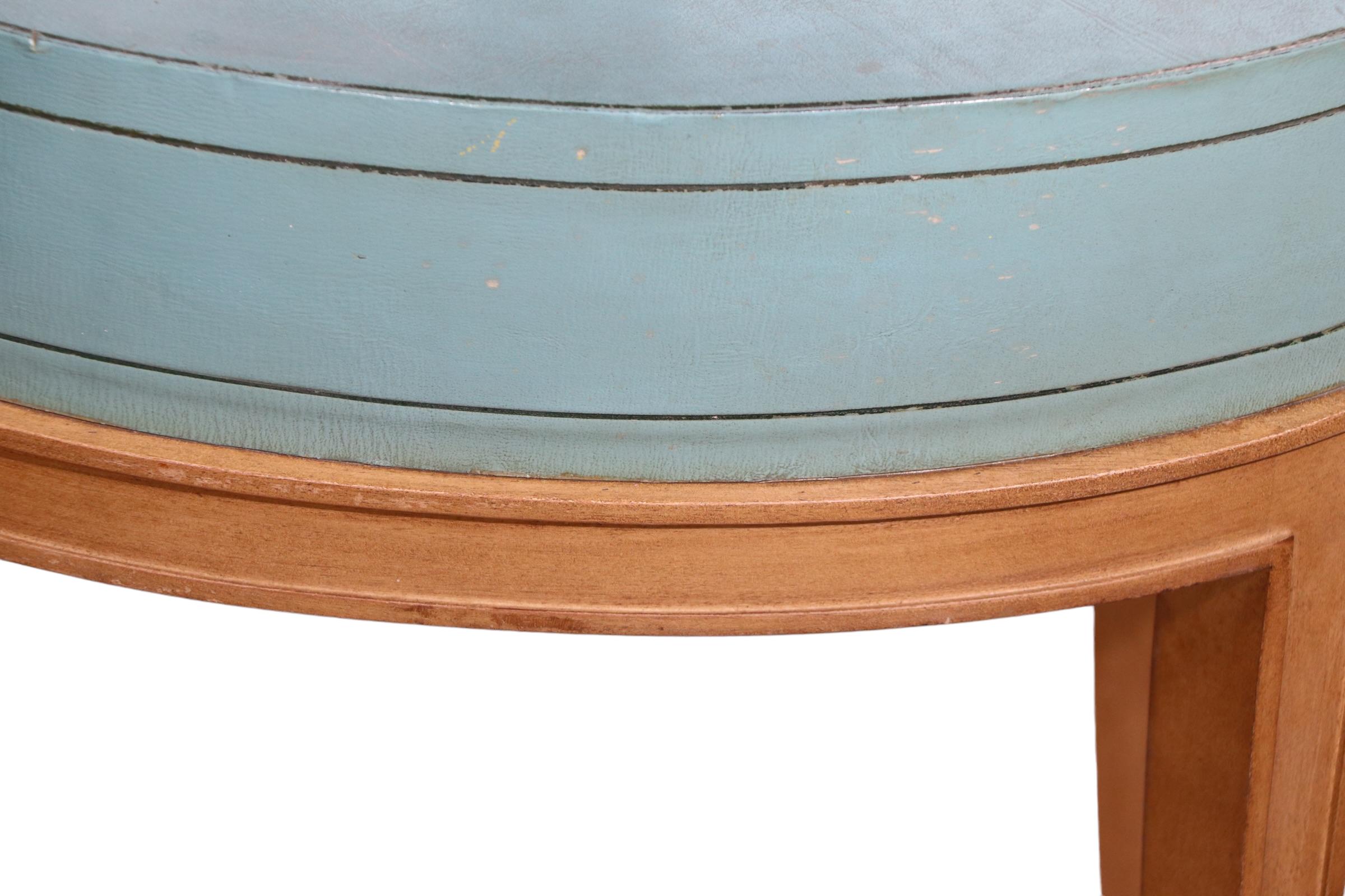 American Pr. Night Stand End, Side Tables by Grosfeld House in Blue Leather and Wood For Sale