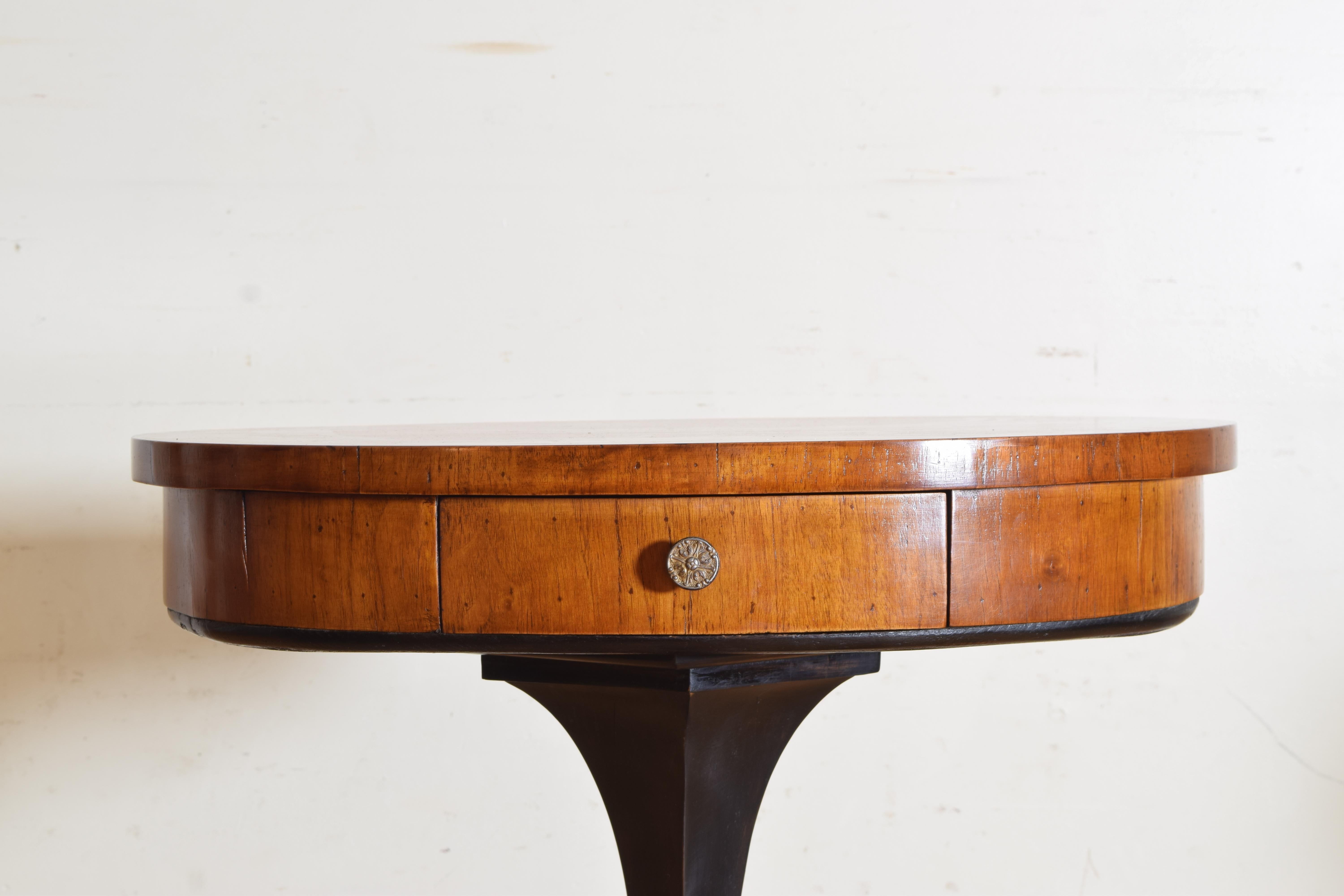 Pr Northern Italian Walnut/Cherrywood Neoclassic 1-Drawer Tables, 19thc & later 2