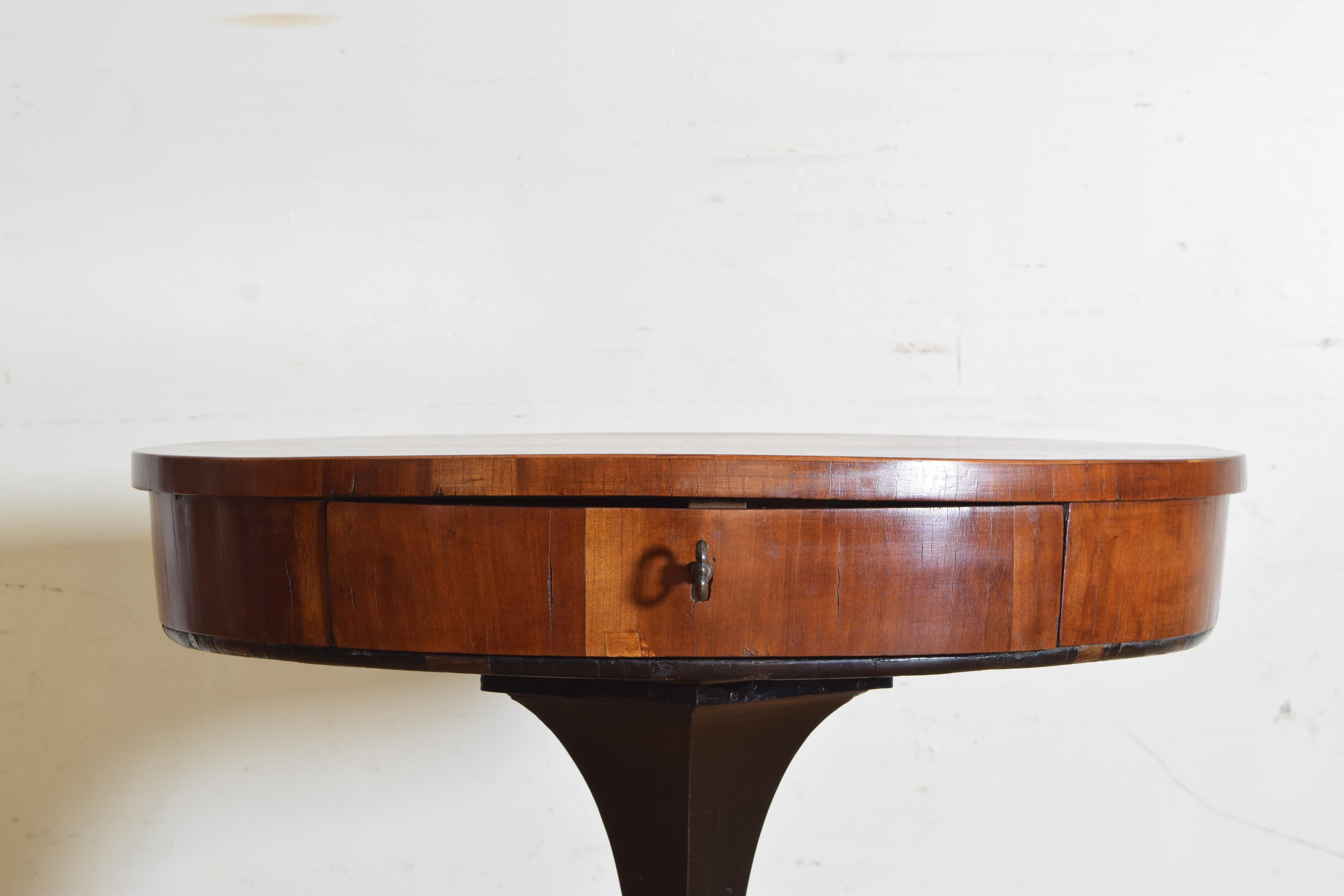Pr Northern Italian Walnut/Cherrywood Neoclassic 1-Drawer Tables, 19thc & later 3