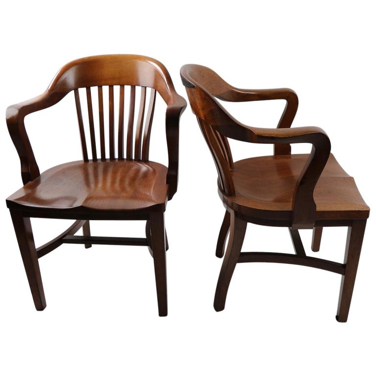 Pair of NYS Assembly Yale Library Style Office Chairs 1