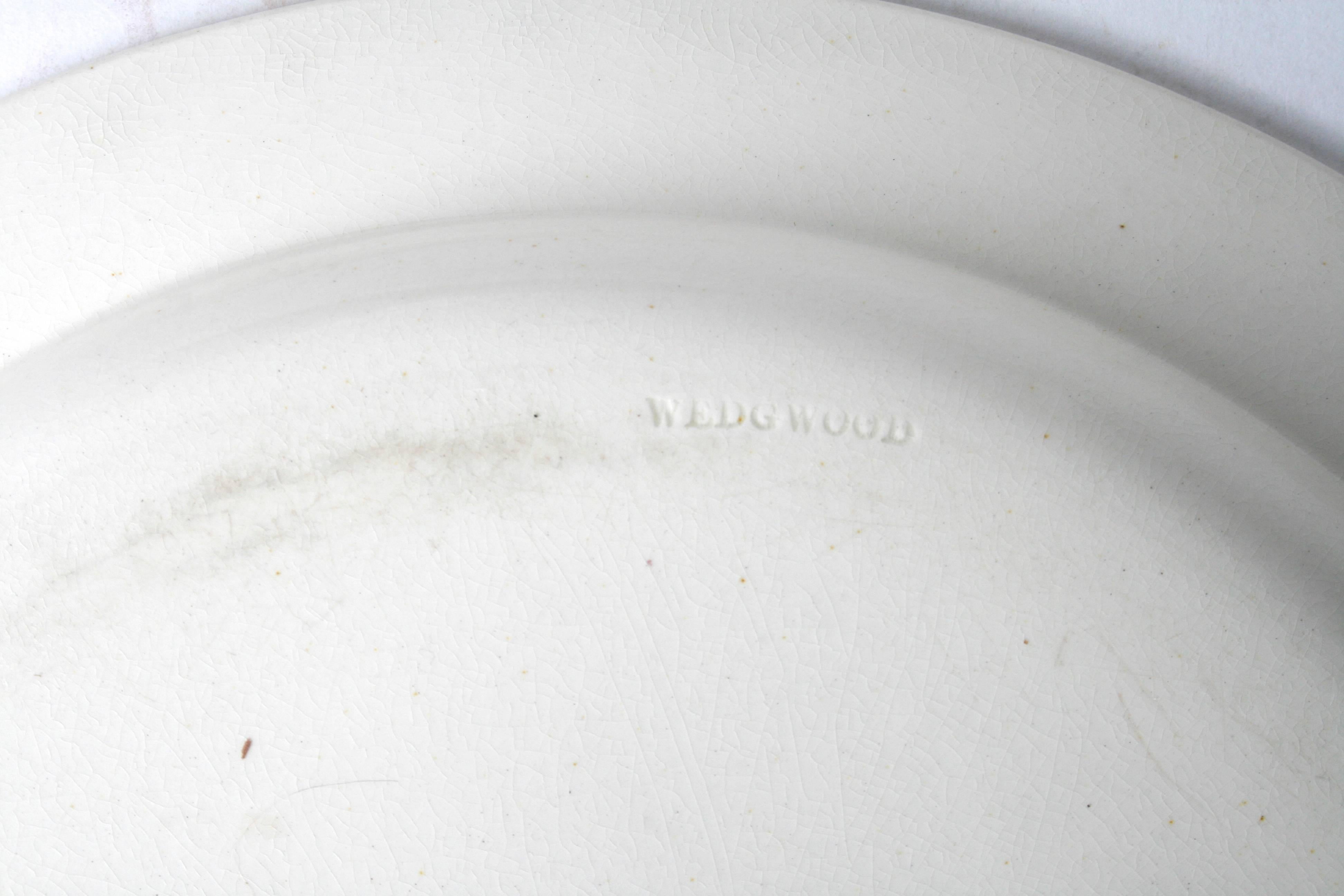 Creamware Pr of 18th C Round Wedgwood Queen's Ware Platters with Original Pierced Liners