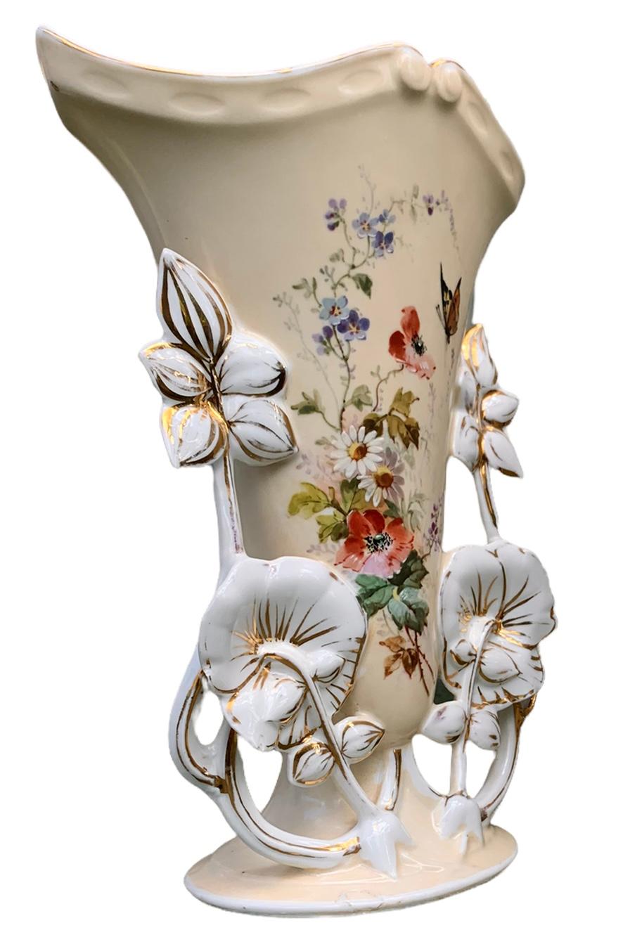 Pr. of Antique French Old Paris Porcelain Mantle Vases 6